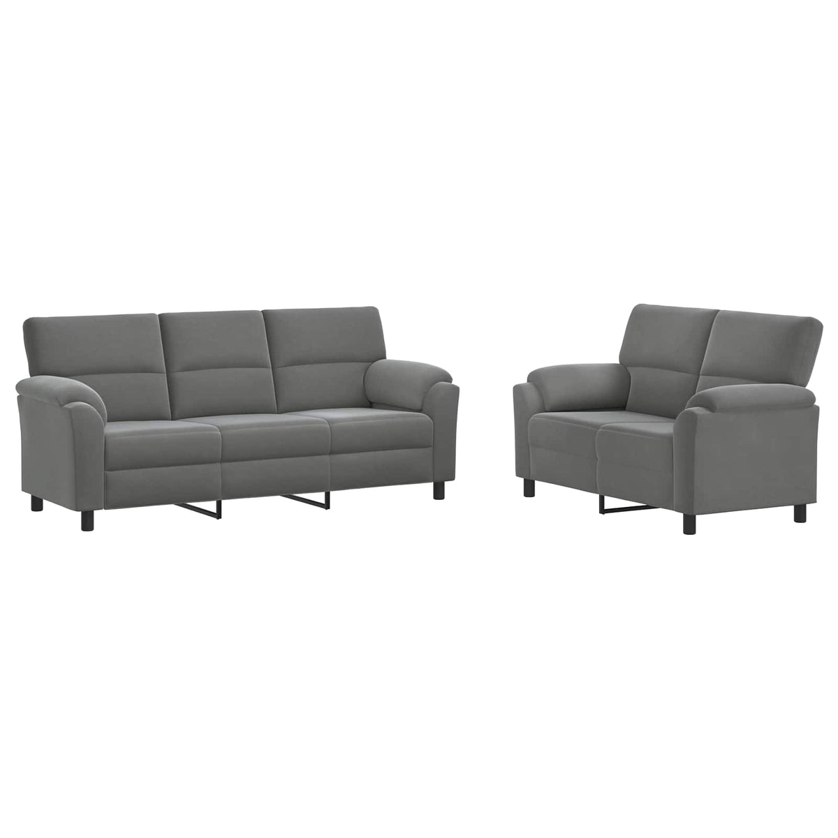 Sofa Set 2 pcs Dark Grey Velvet