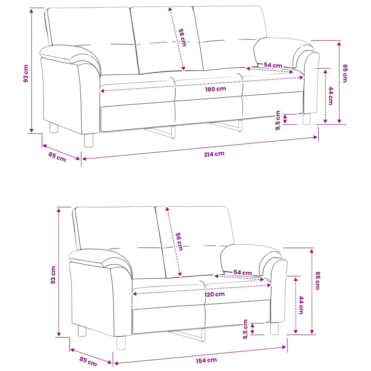 Sofa Set 2 pcs Dark Grey Velvet