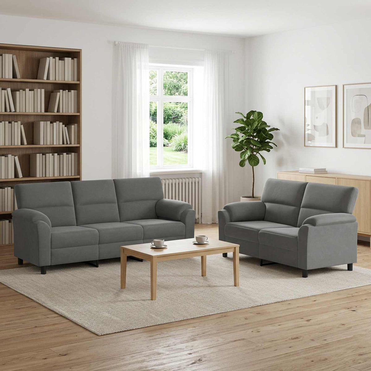 Sofa Set 2 pcs Dark Grey Velvet