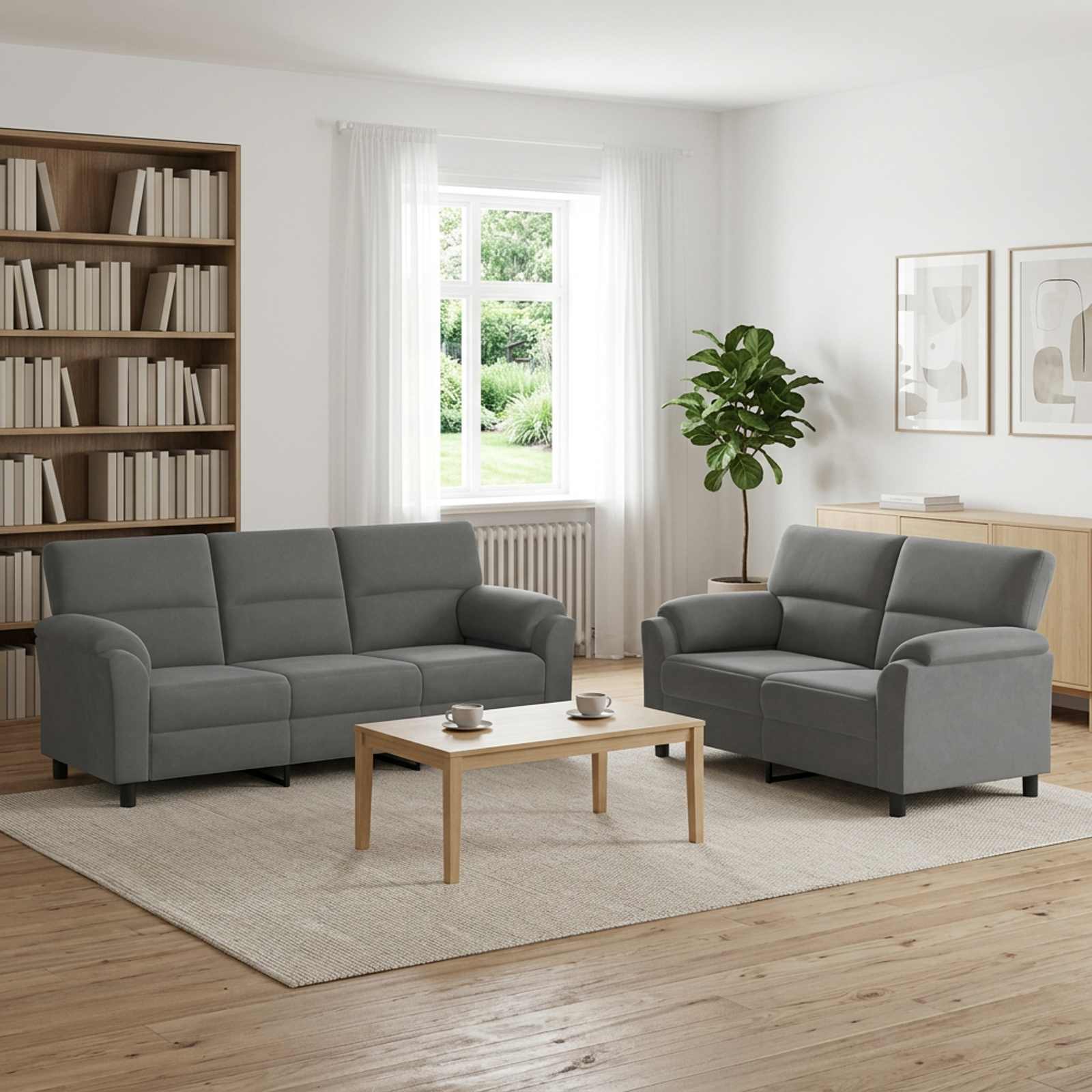 Sofa Set 2 pcs Dark Grey Velvet