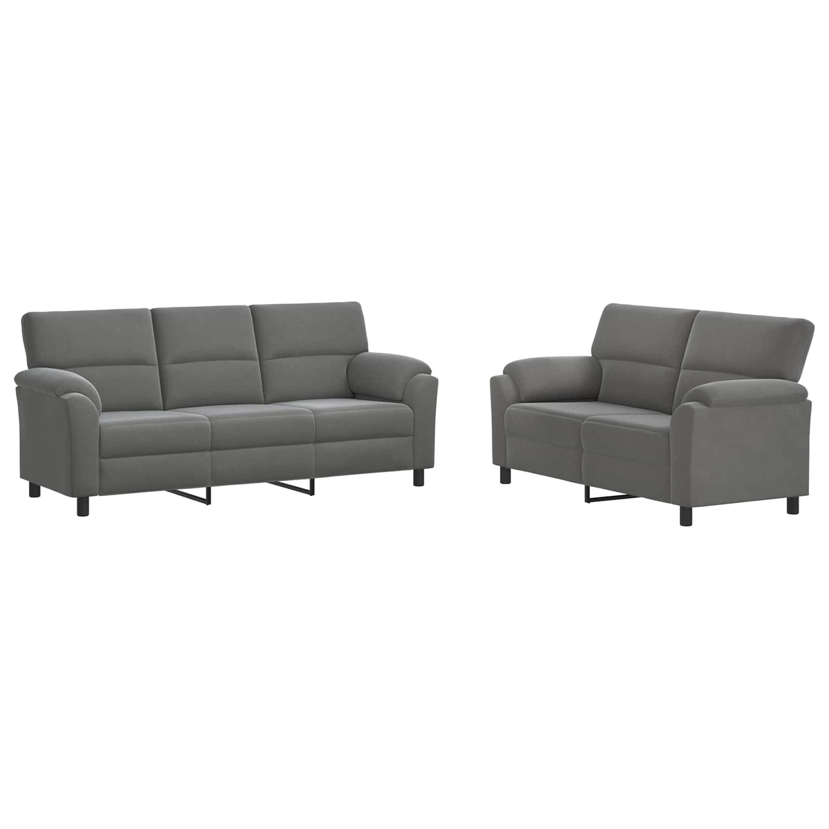Sofa Set 2 pcs Dark Grey Velvet