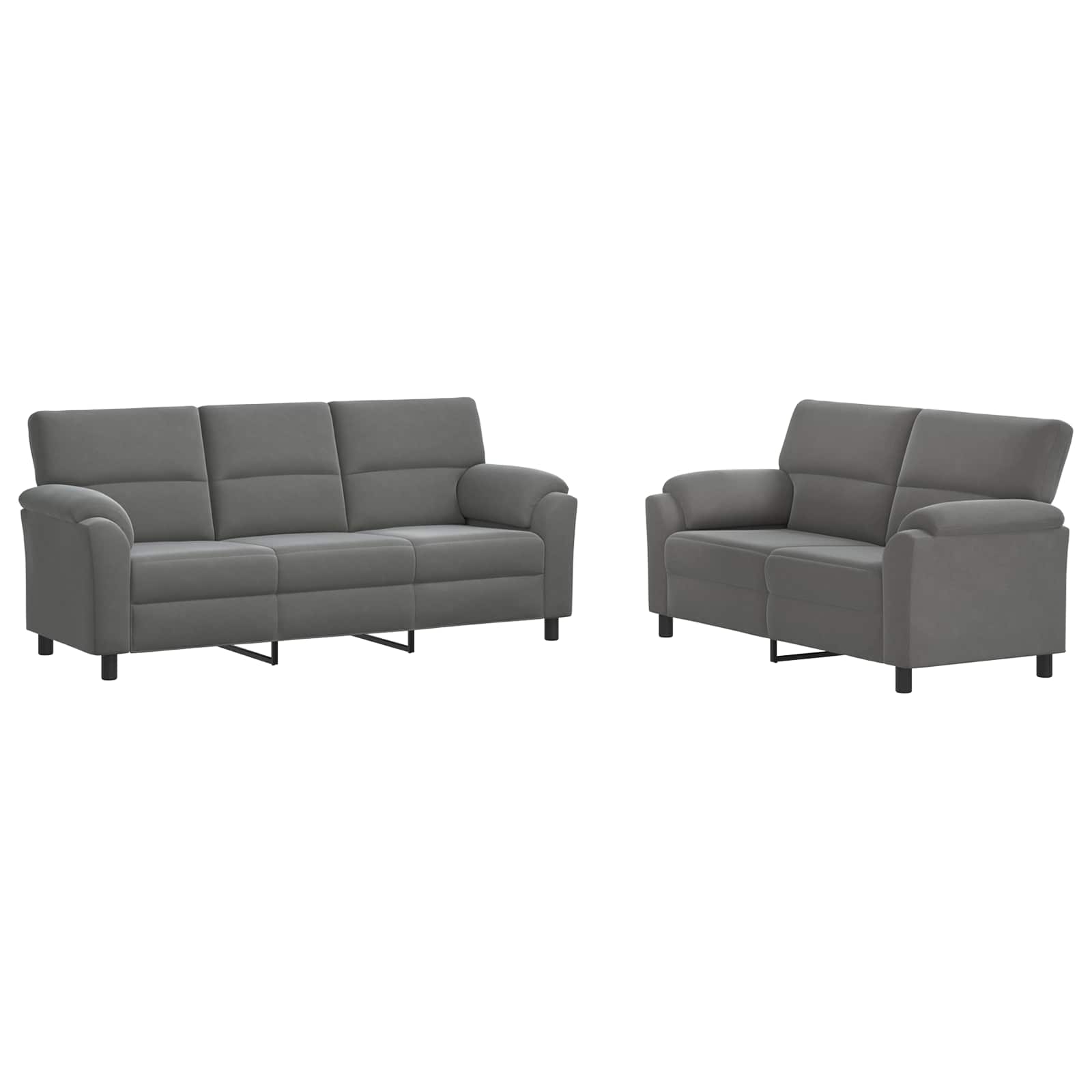 Sofa Set 2 pcs Dark Grey Velvet