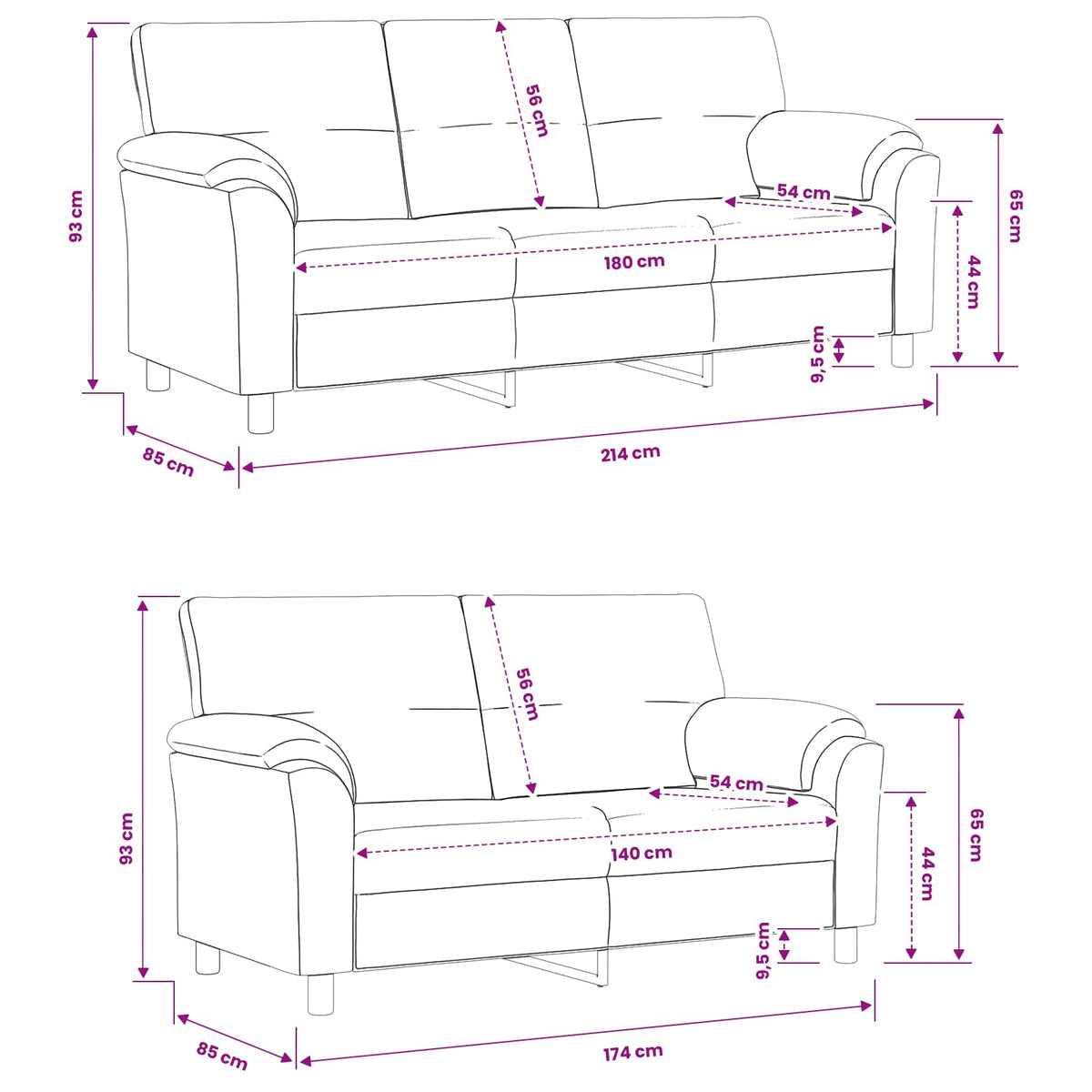Sofa Set 2 pcs Dark Grey Velvet