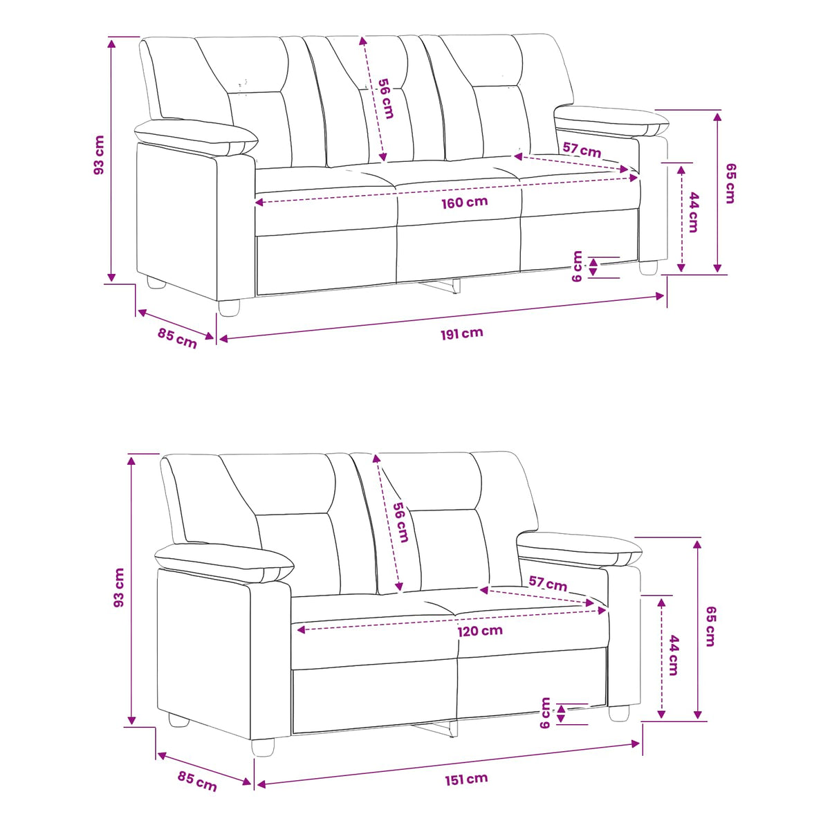 Sofa Set 2 pcs Black Faux Leather