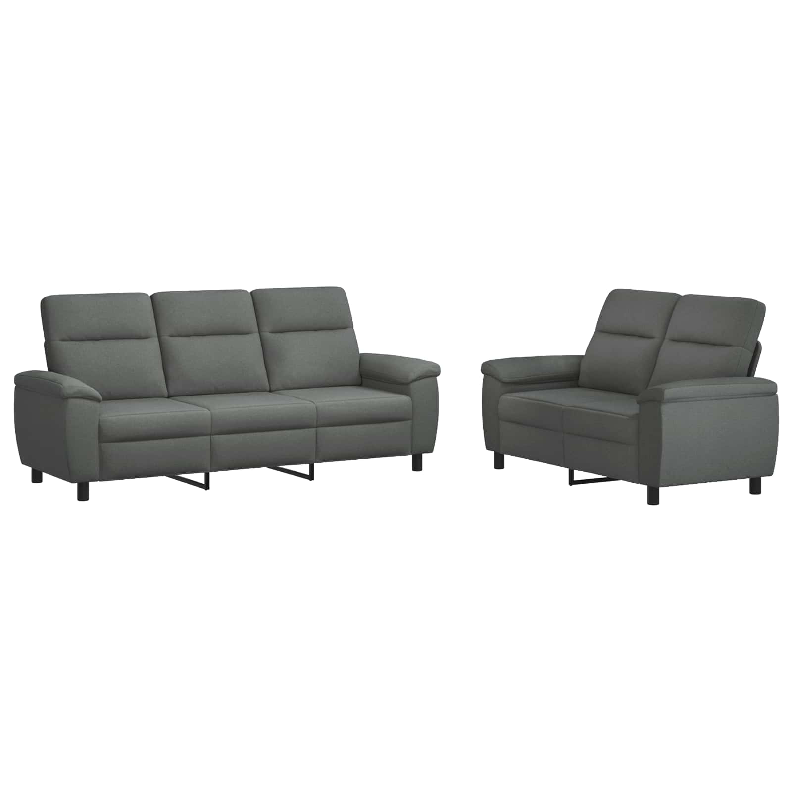 Sofa Set 2 pcs Dark Grey Fabric