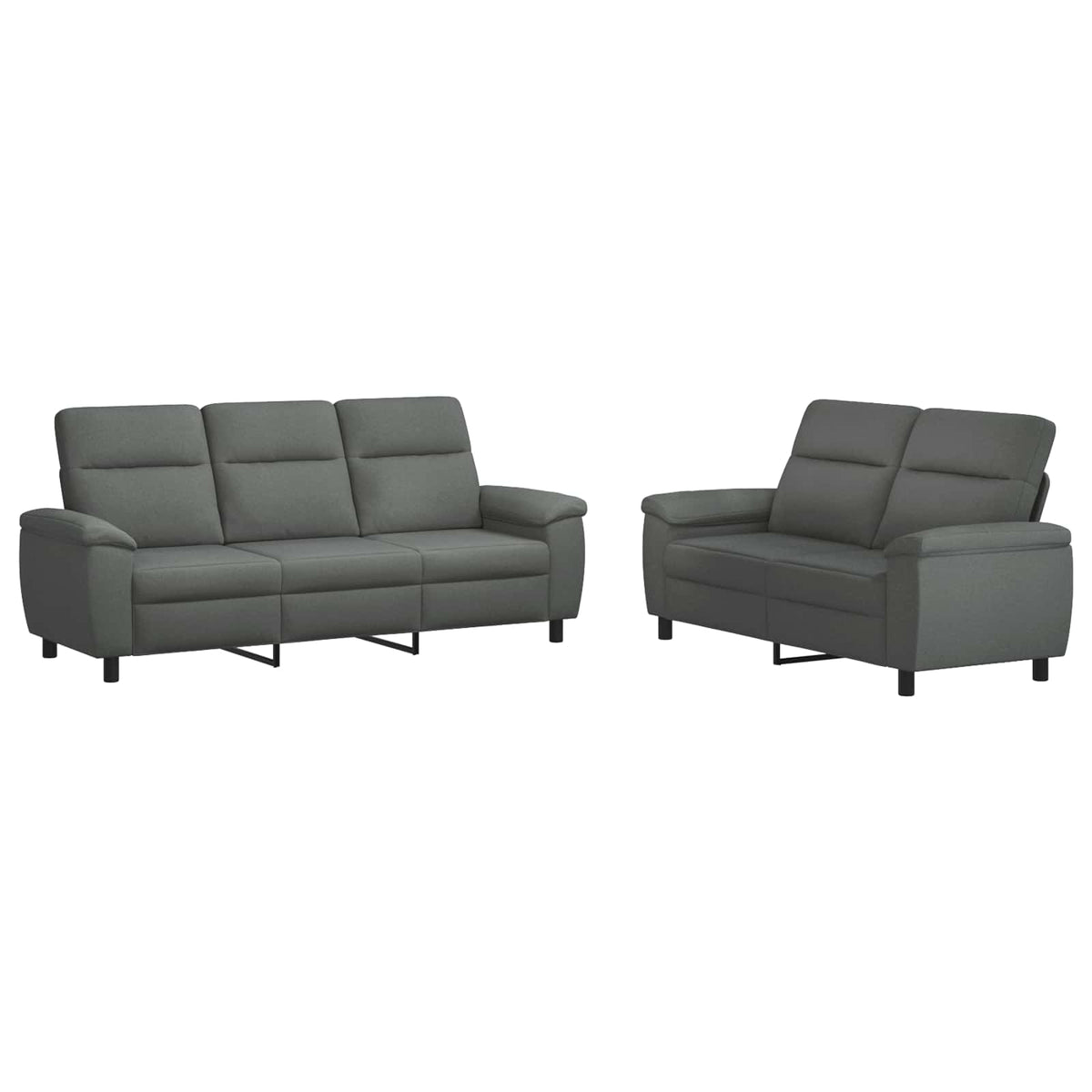 Sofa Set 2 pcs Dark Grey Fabric