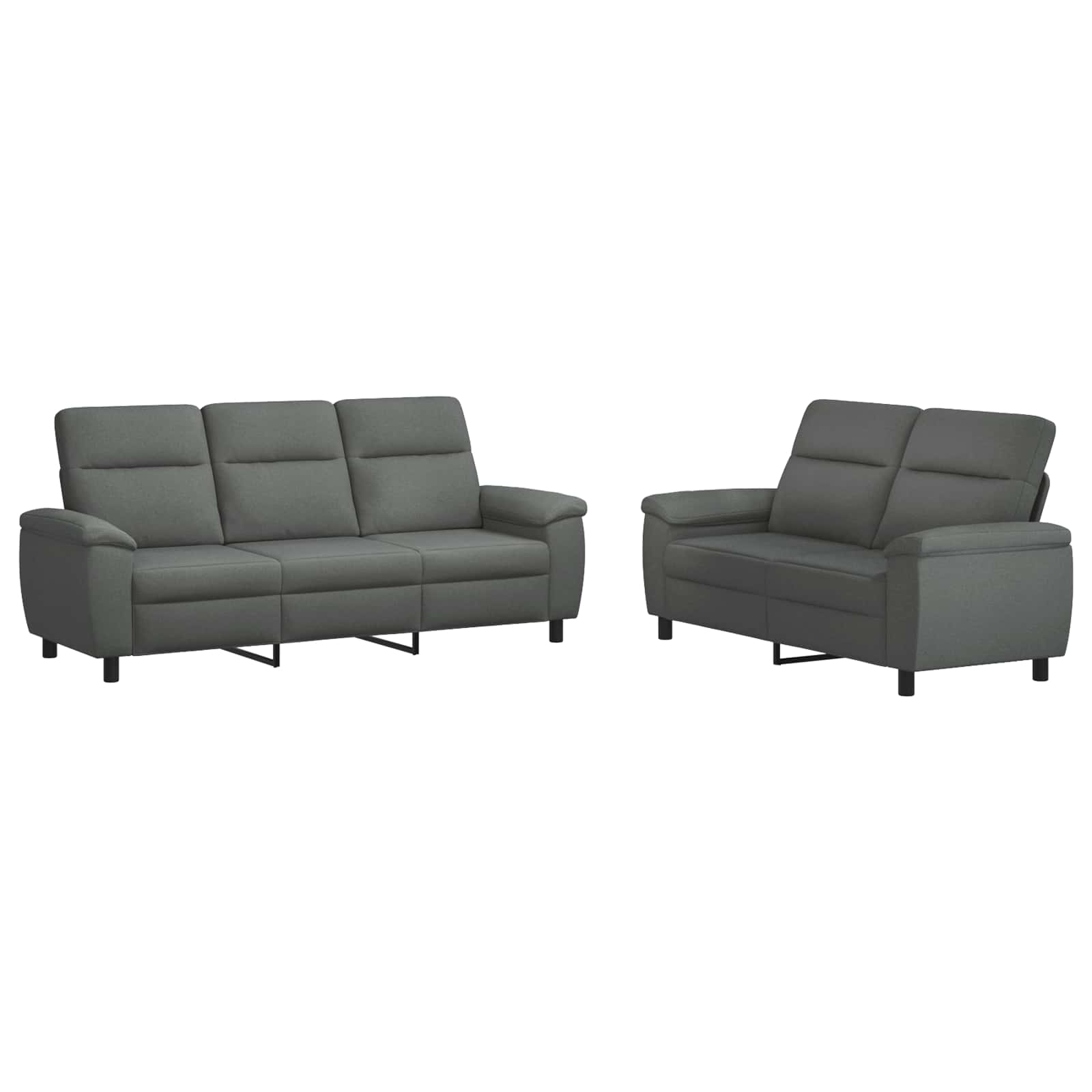 Sofa Set 2 pcs Dark Grey Fabric