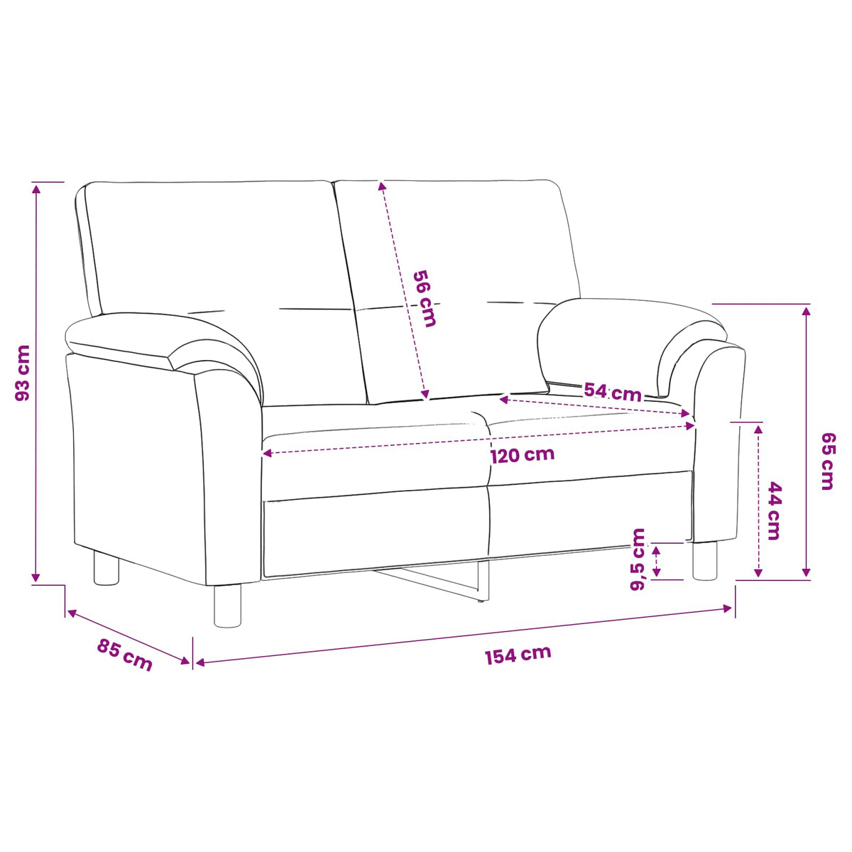 Sofa Dark Grey 154 x 85 x 93 cm Velvet