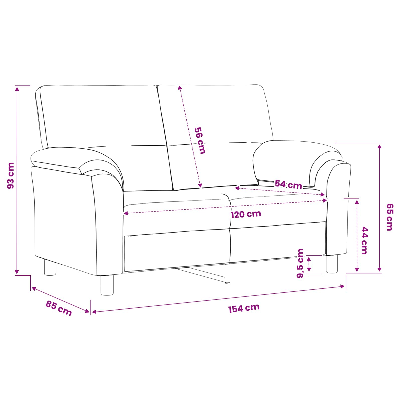 Sofa Dark Grey 154 x 85 x 93 cm Velvet