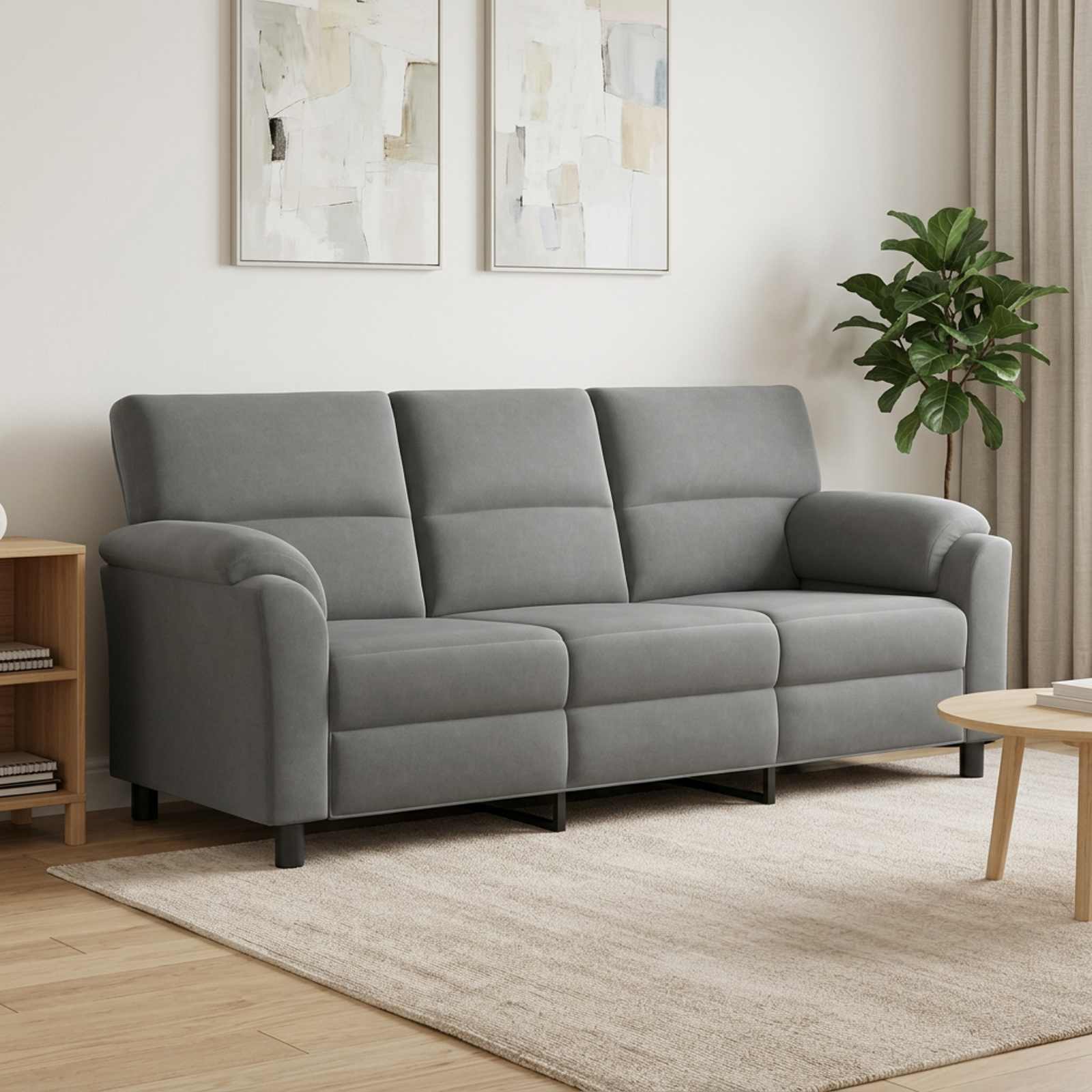Sofa Dark Grey 214 x 85 x 93 cm Velvet