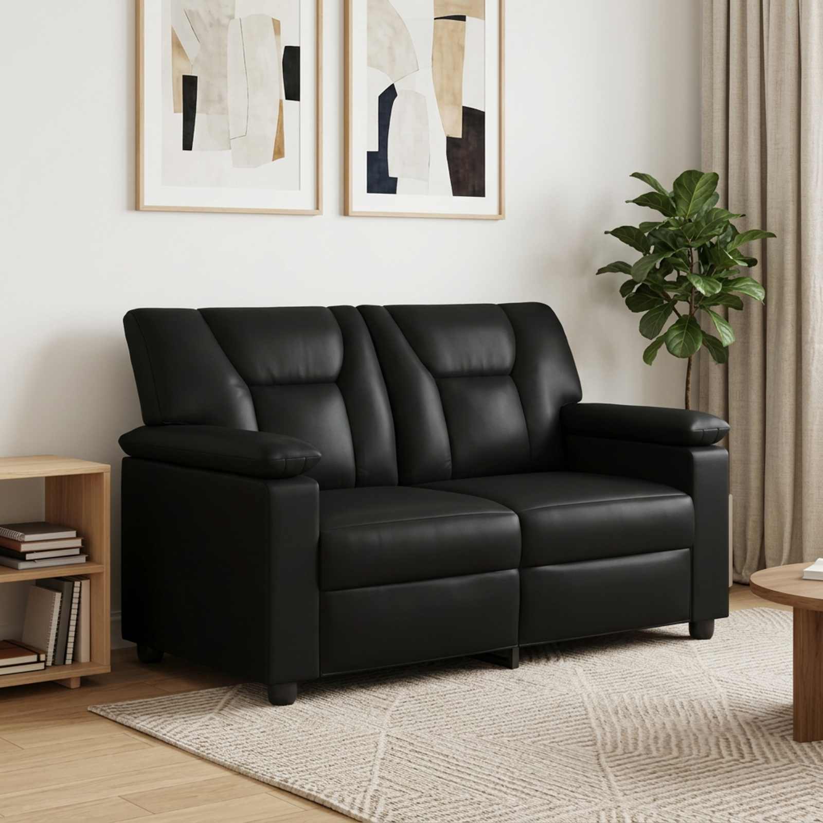 Sofa Black 151 x 85 x 93 cm Faux Leather