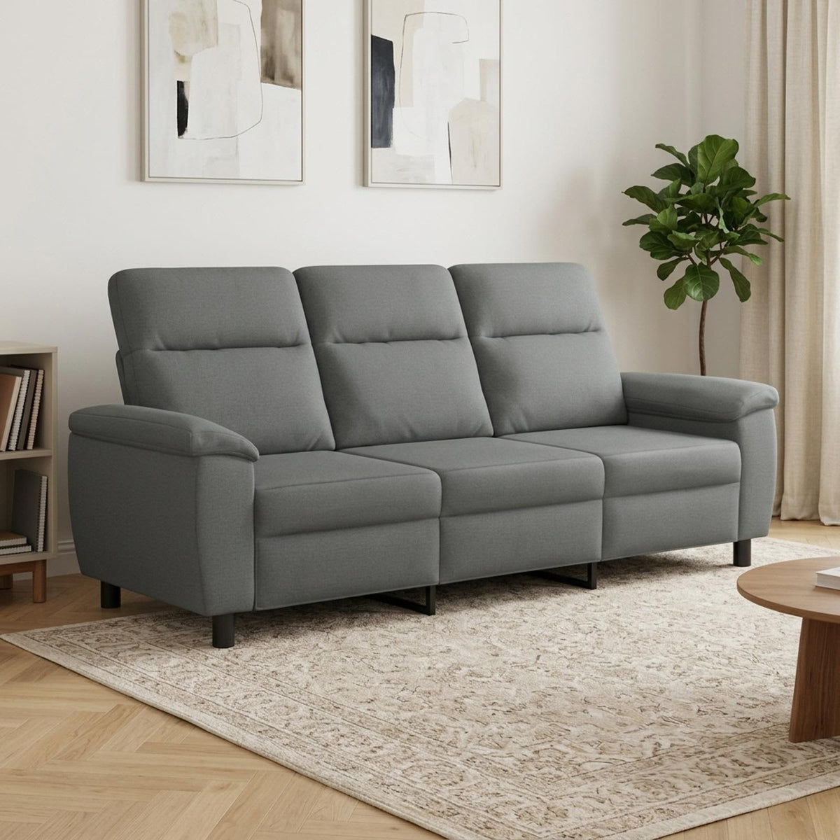 Sofa Dark Grey 214 x 90 x 95 cm Fabric