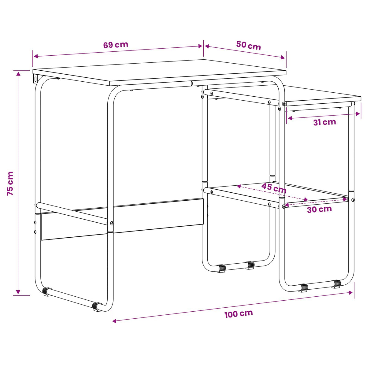Desk with Storage Sonoma Oak 100 x 50 x 75 cm