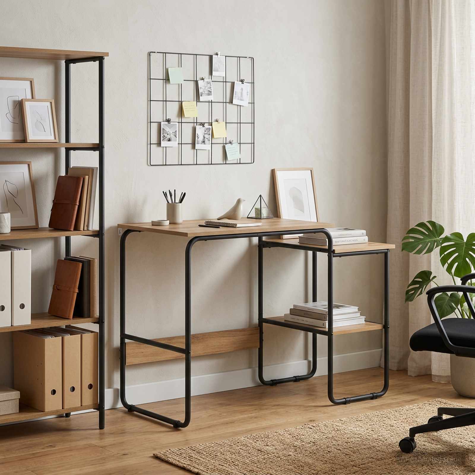 Desk with Storage Artisan Oak 100 x 50 x 75 cm