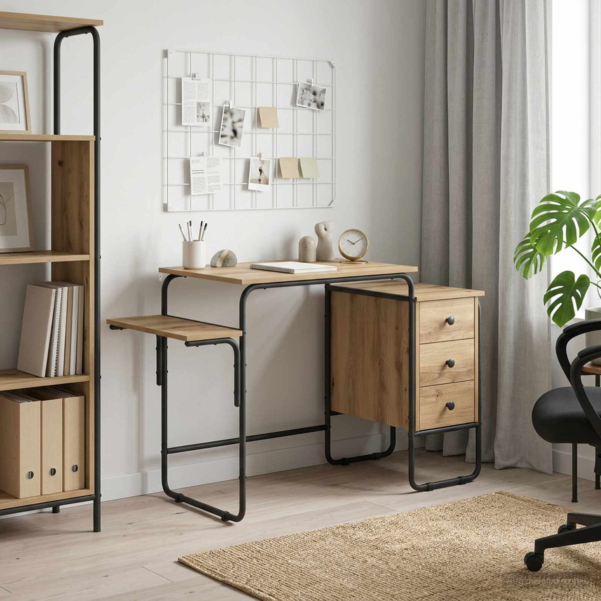 Desk with Storage Artisan Oak 120 x 50 x 75 cm