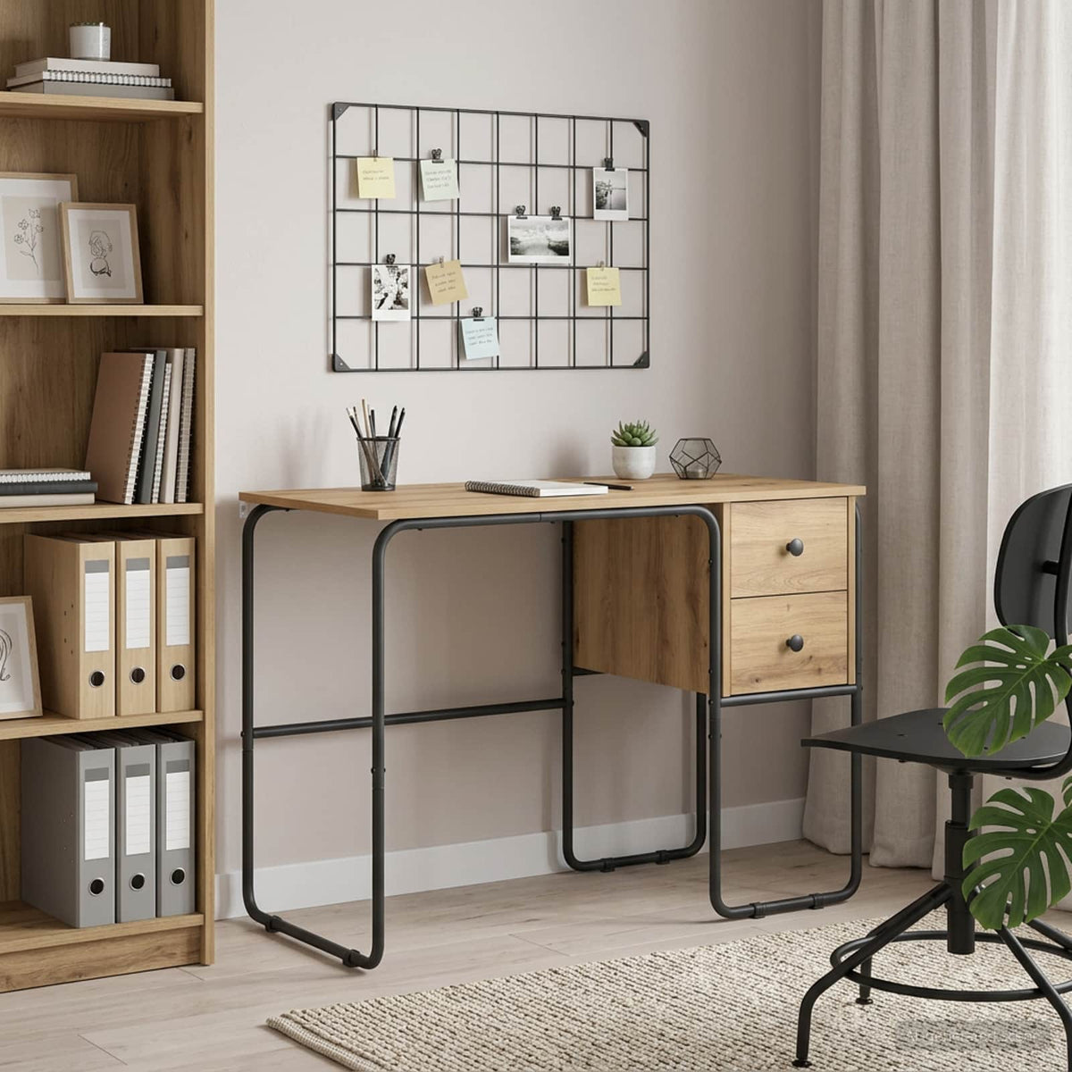 Desk with Storage Artisan Oak 100 x 50 x 75 cm