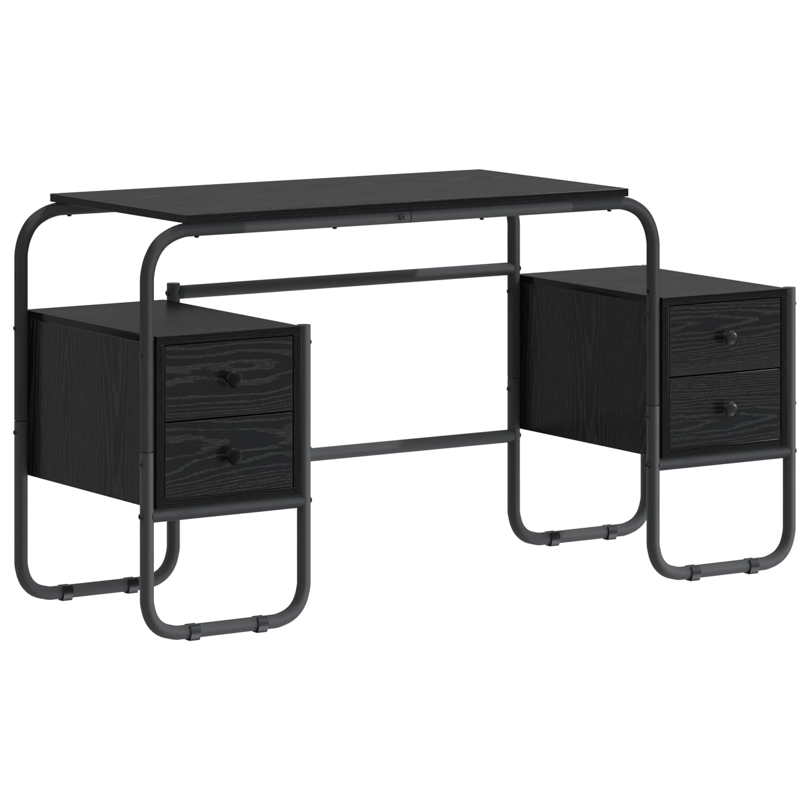 Desk with Storage Black Oak 145 x 50 x 75 cm
