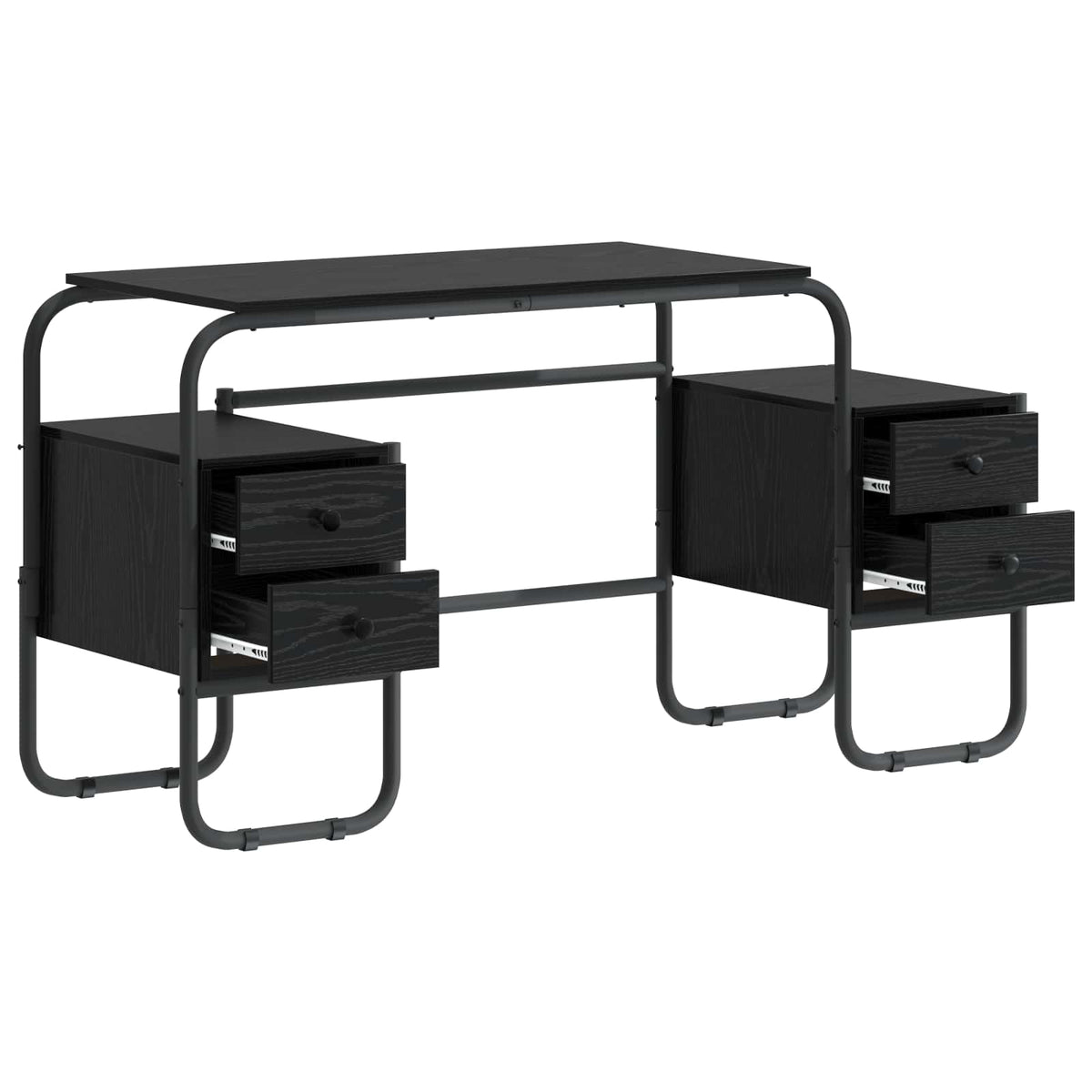 Desk with Storage Black Oak 145 x 50 x 75 cm