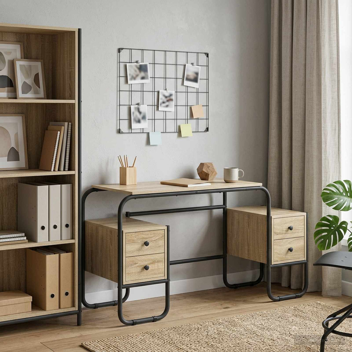 Desk with Storage Sonoma Oak 145 x 50 x 75 cm