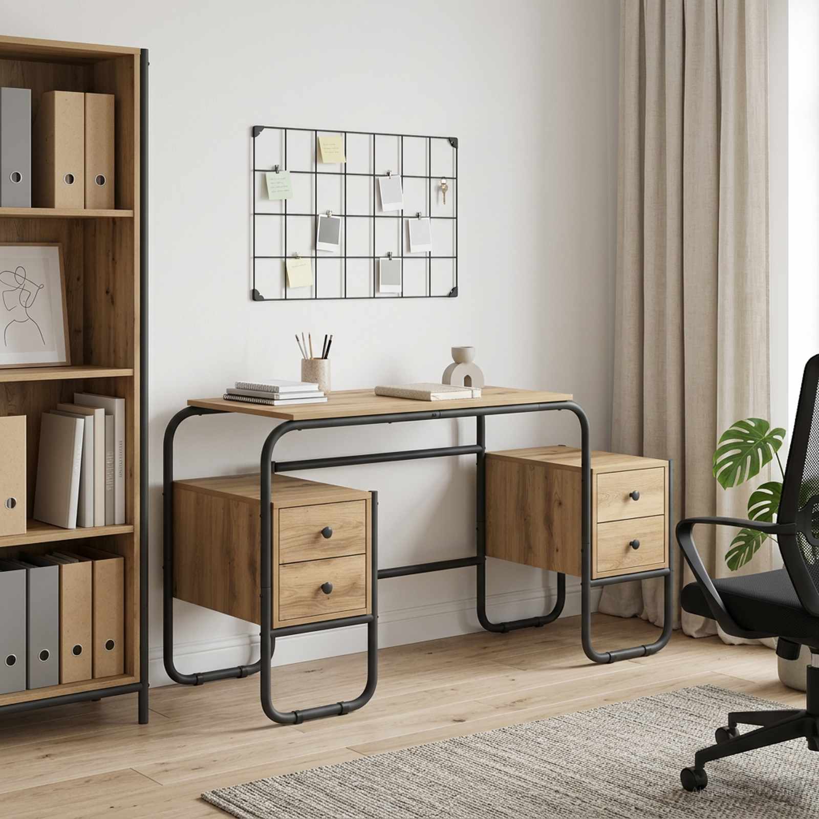 Desk with Storage Artisan Oak 145 x 50 x 75 cm