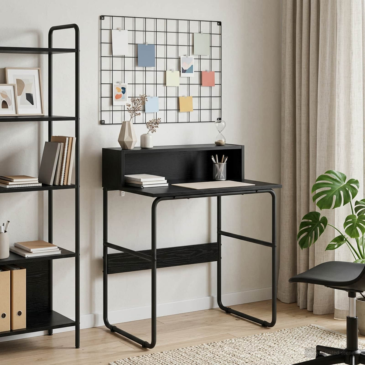Desk with Storage Black Oak 60 x 50 x 91 cm