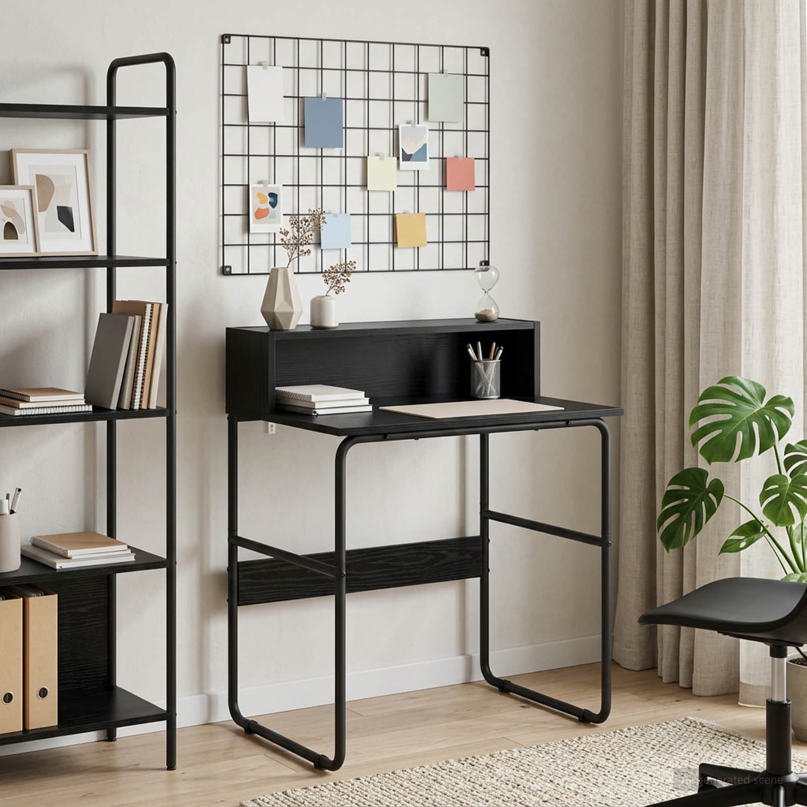 Desk with Storage Black Oak 60 x 50 x 91 cm