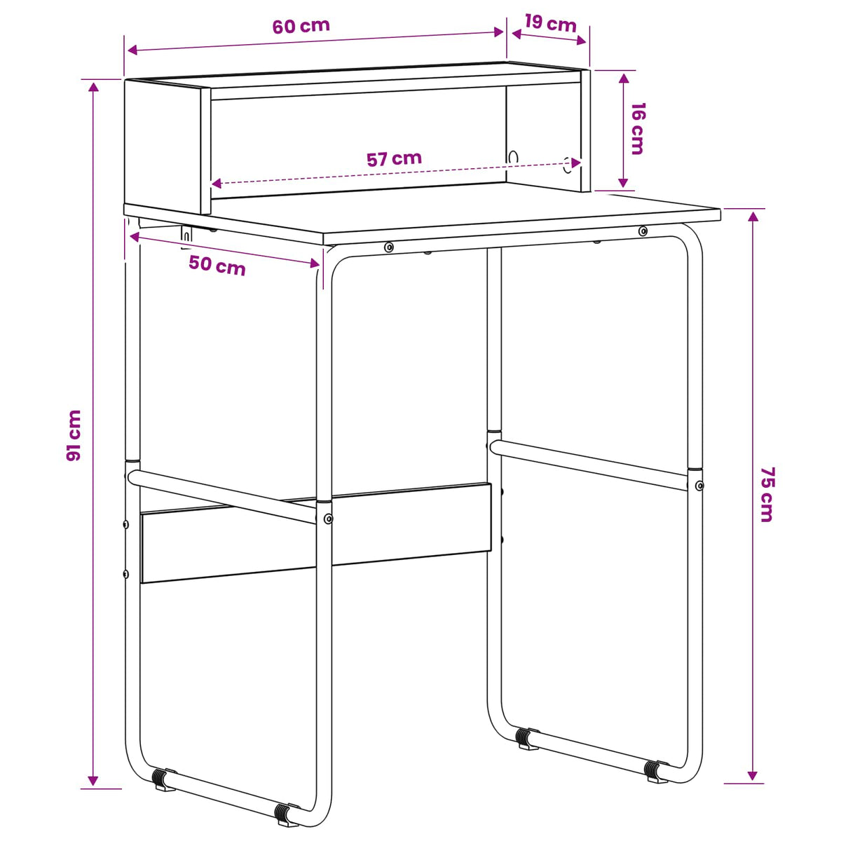Desk with Storage Black Oak 60 x 50 x 91 cm