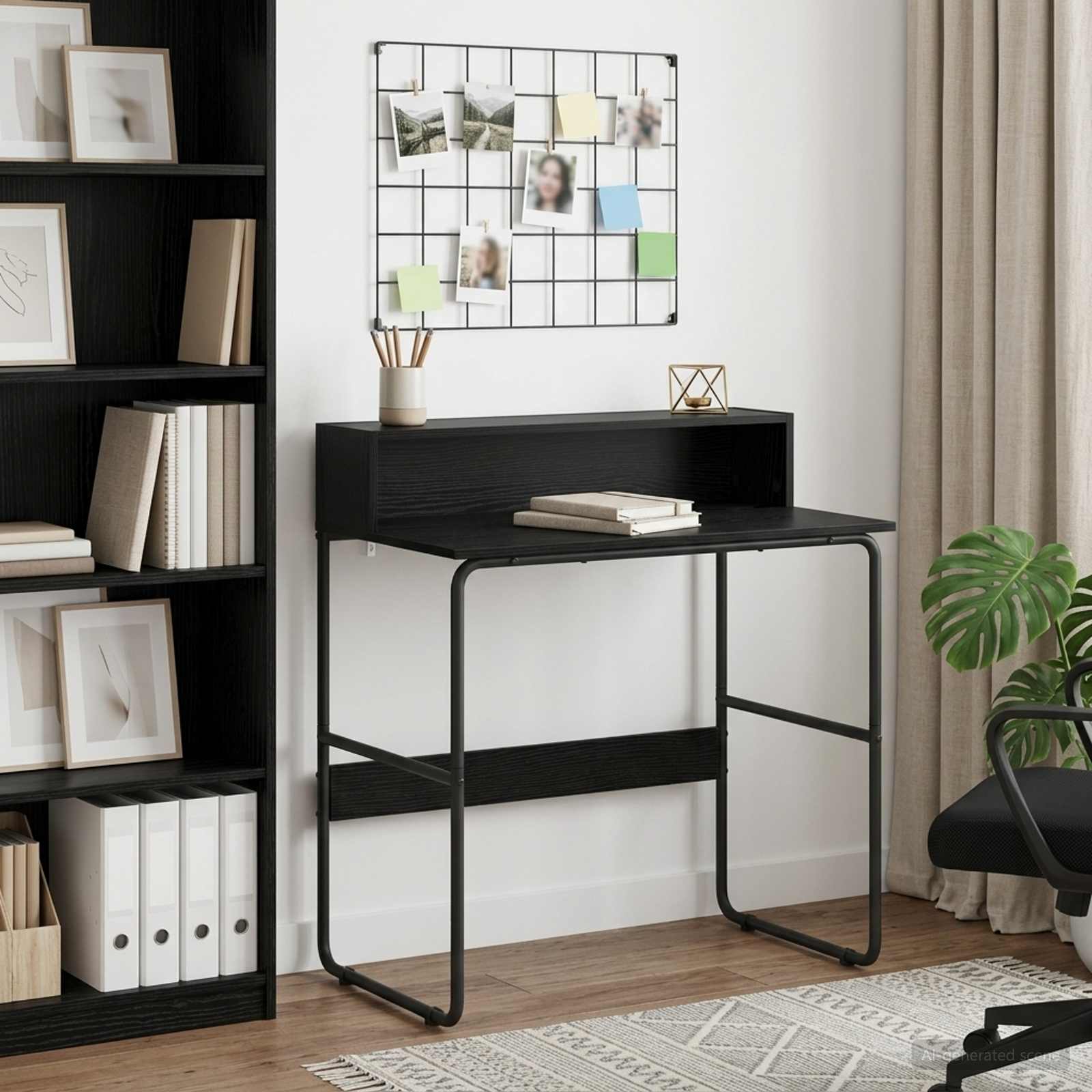 Desk with Storage Black Oak 80 x 50 x 91 cm