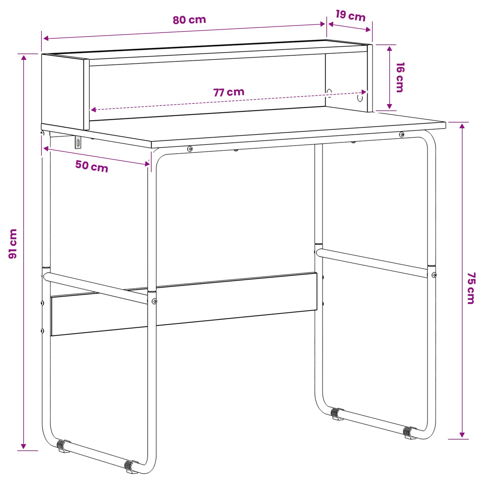 Desk with Storage Black Oak 80 x 50 x 91 cm