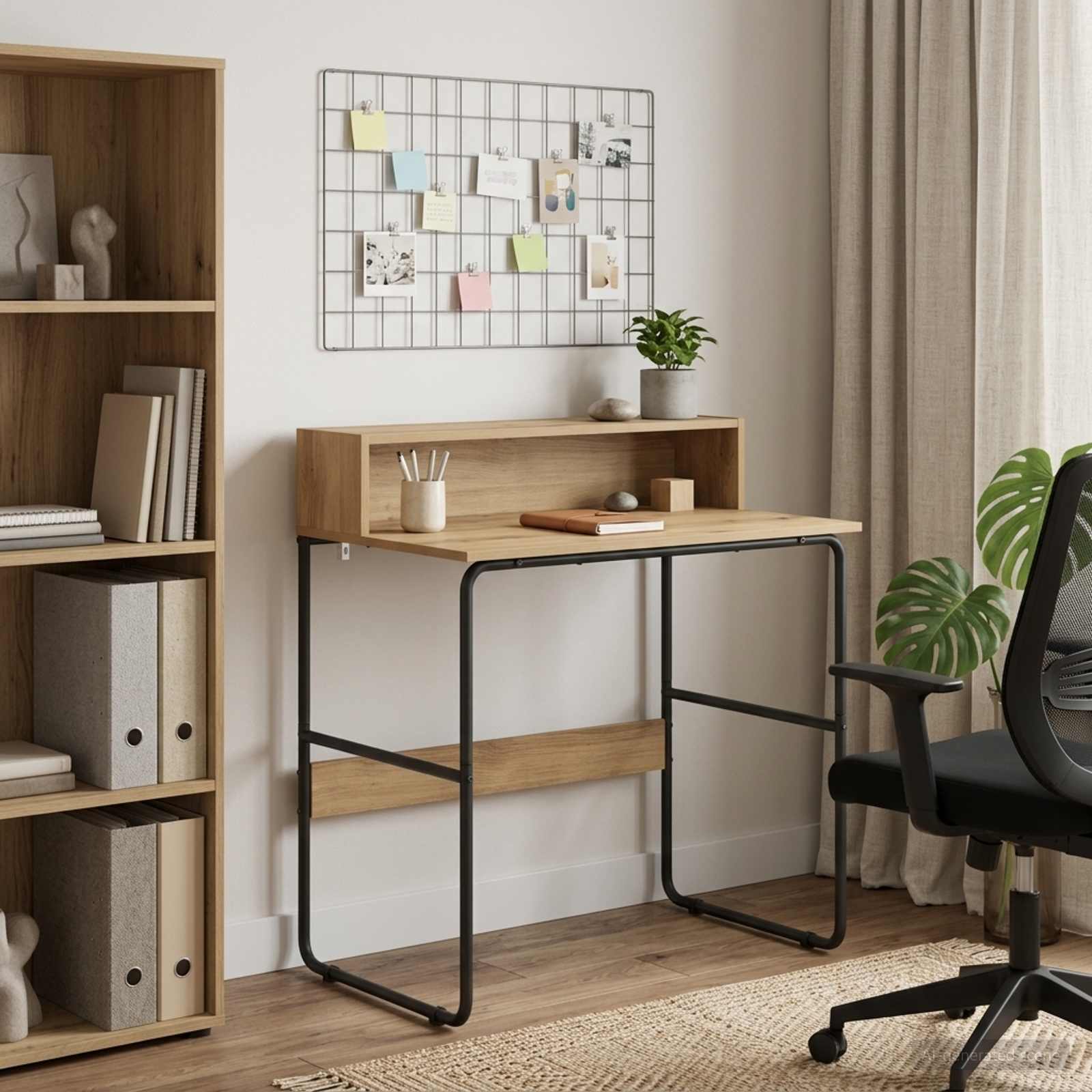 Desk with Storage Artisan Oak 80 x 50 x 91 cm