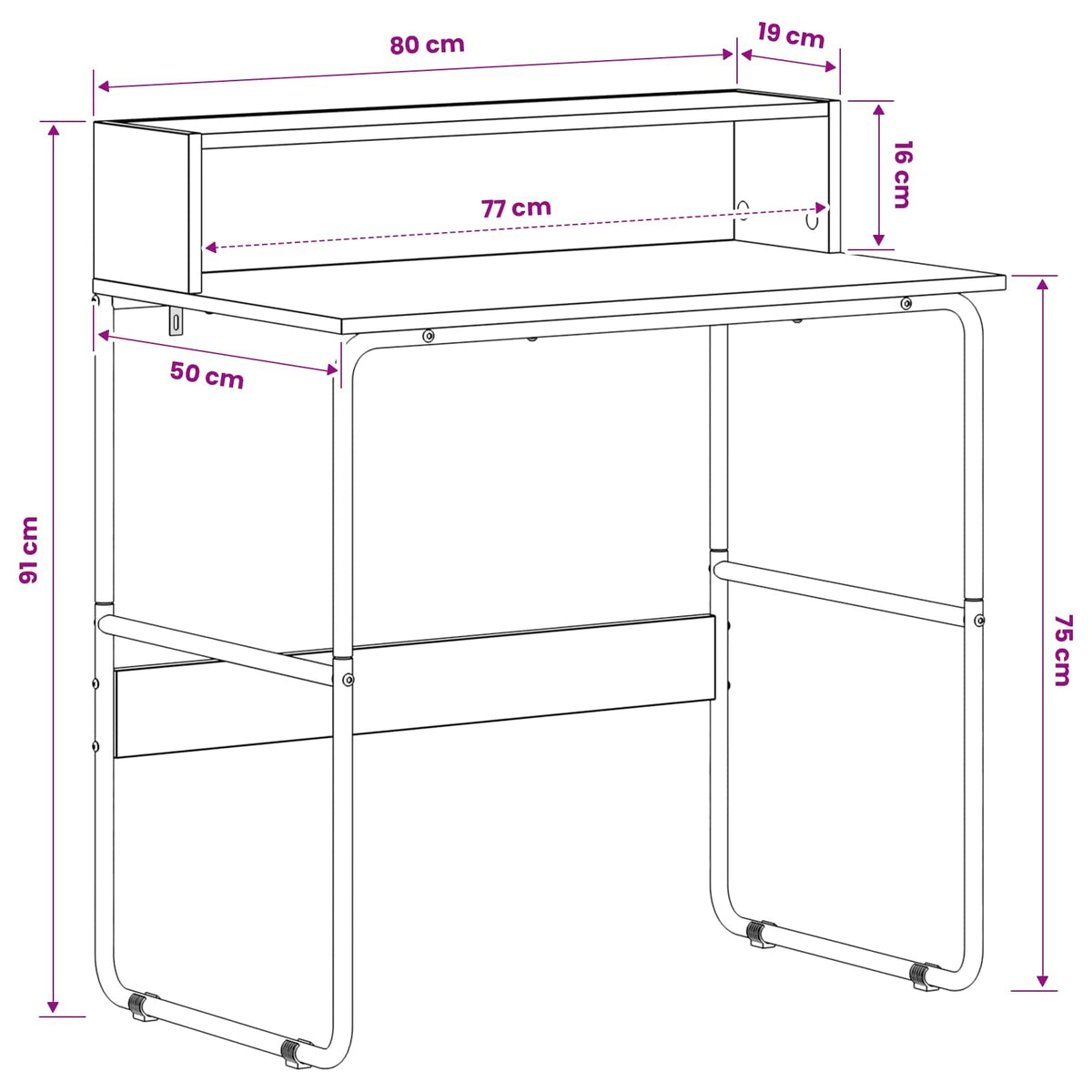 Desk with Storage Artisan Oak 80 x 50 x 91 cm