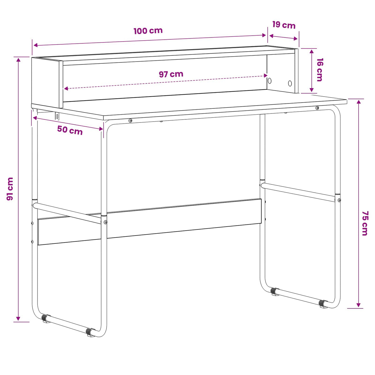 Desk with Storage Black Oak 100 x 50 x 91 cm