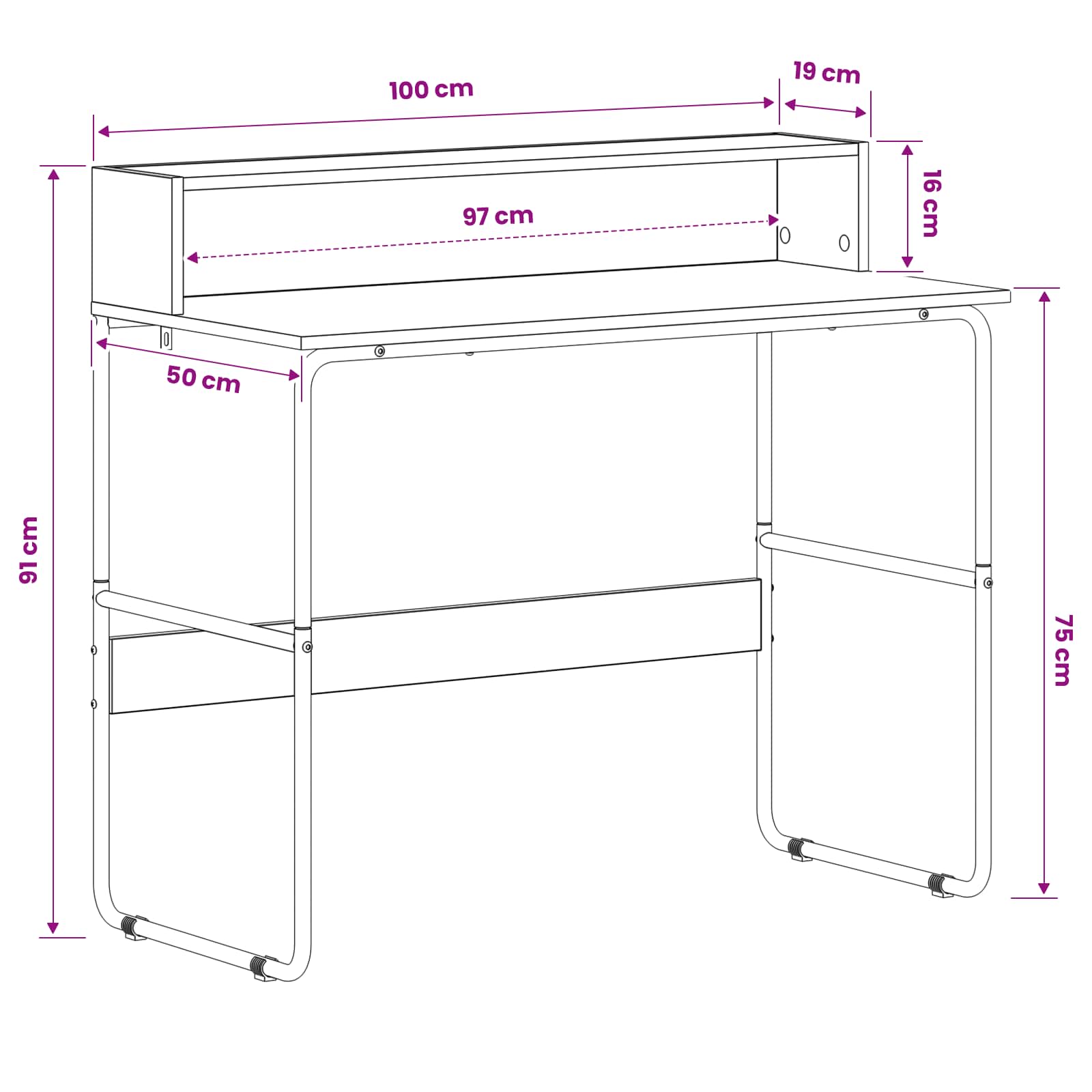Desk with Storage Black Oak 100 x 50 x 91 cm