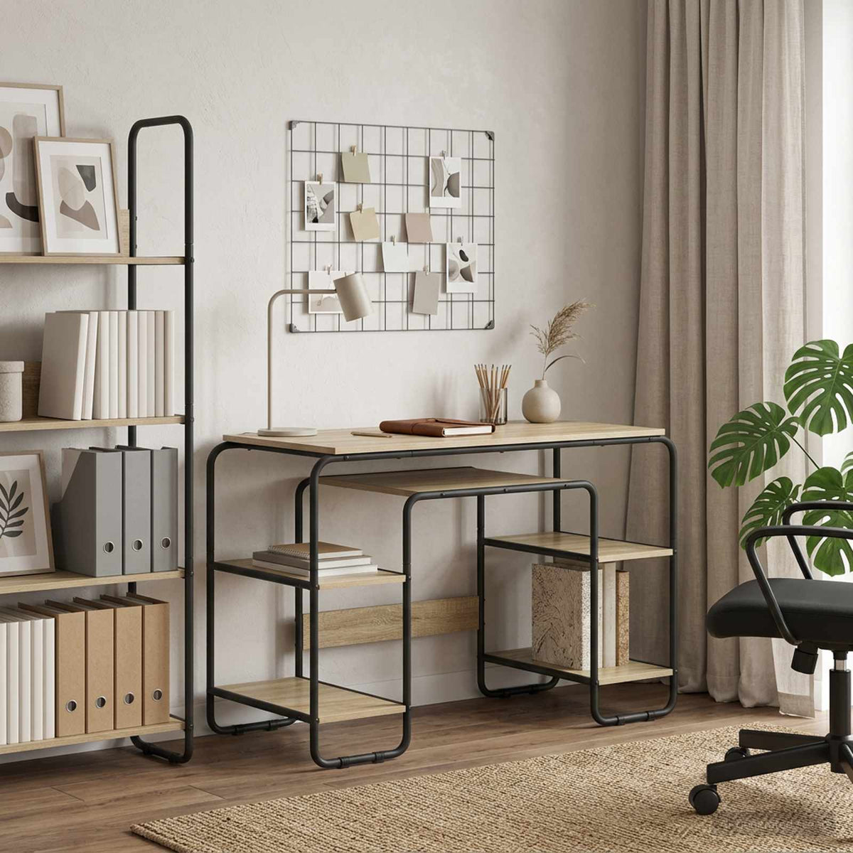 Desk with Storage Sonoma Oak 113.5 x 52 x 75.5 cm