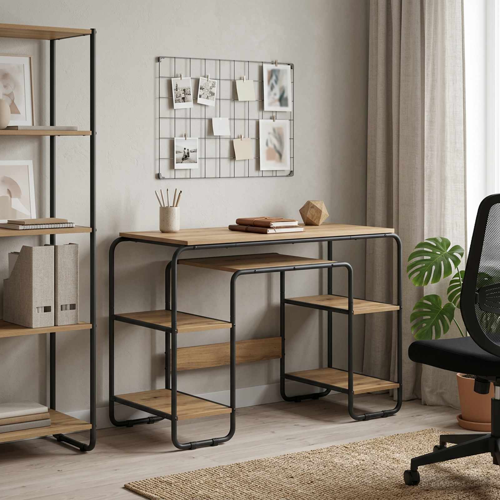 Desk with Storage Artisan Oak 113.5 x 52 x 75.5 cm