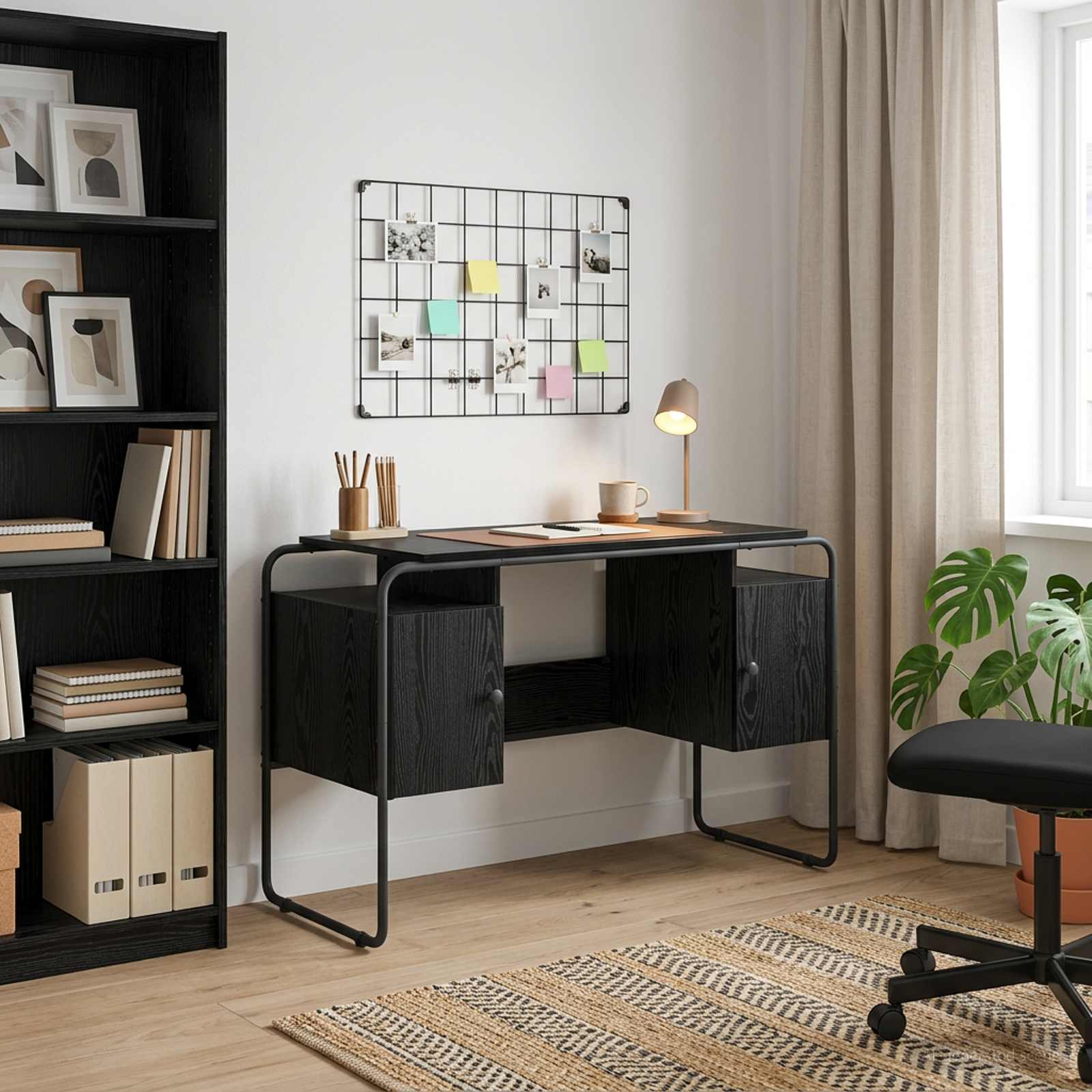 Desk with Storage Black Oak 120 x 50.5 x 75.5 cm
