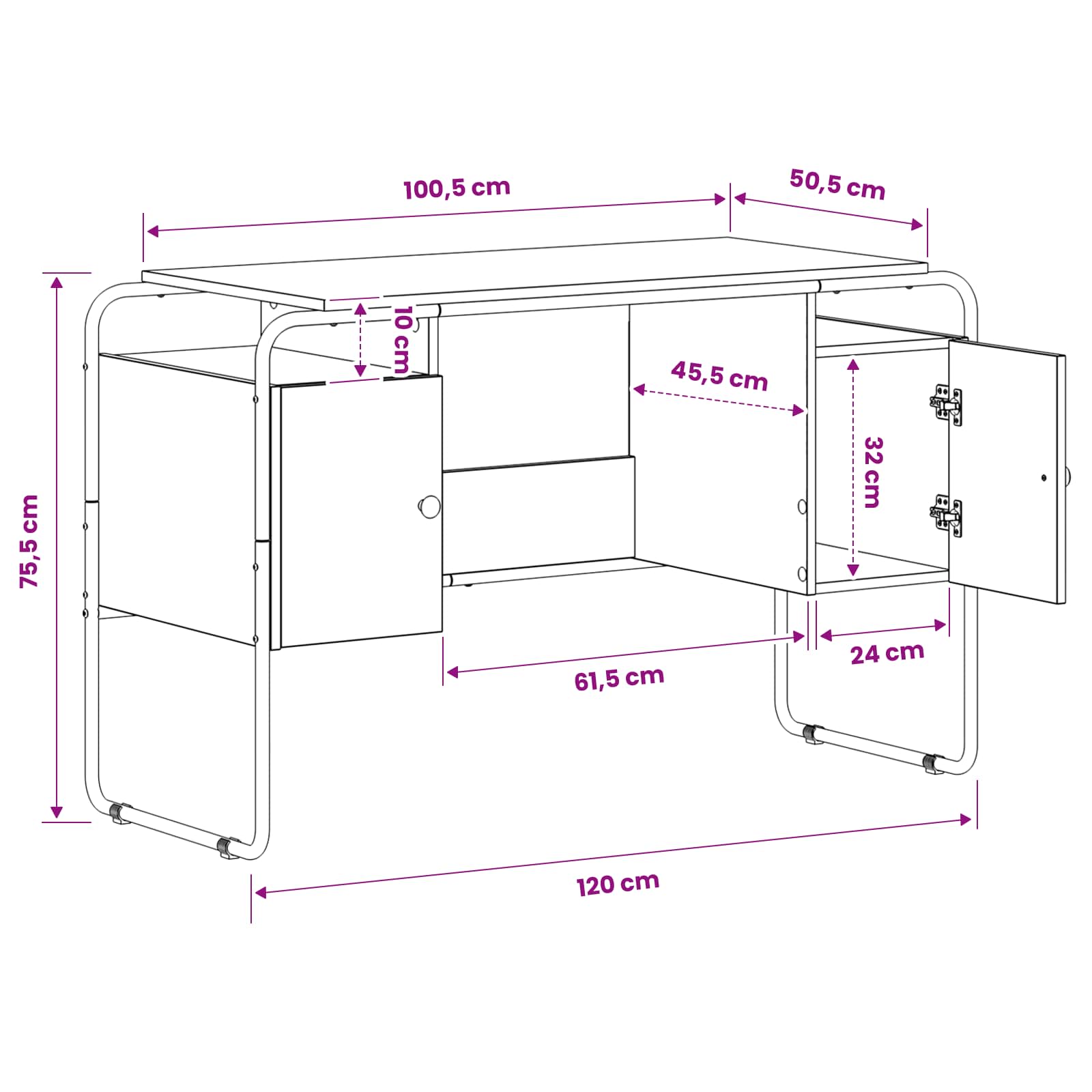 Desk with Storage Sonoma Oak 120 x 50.5 x 75.5 cm