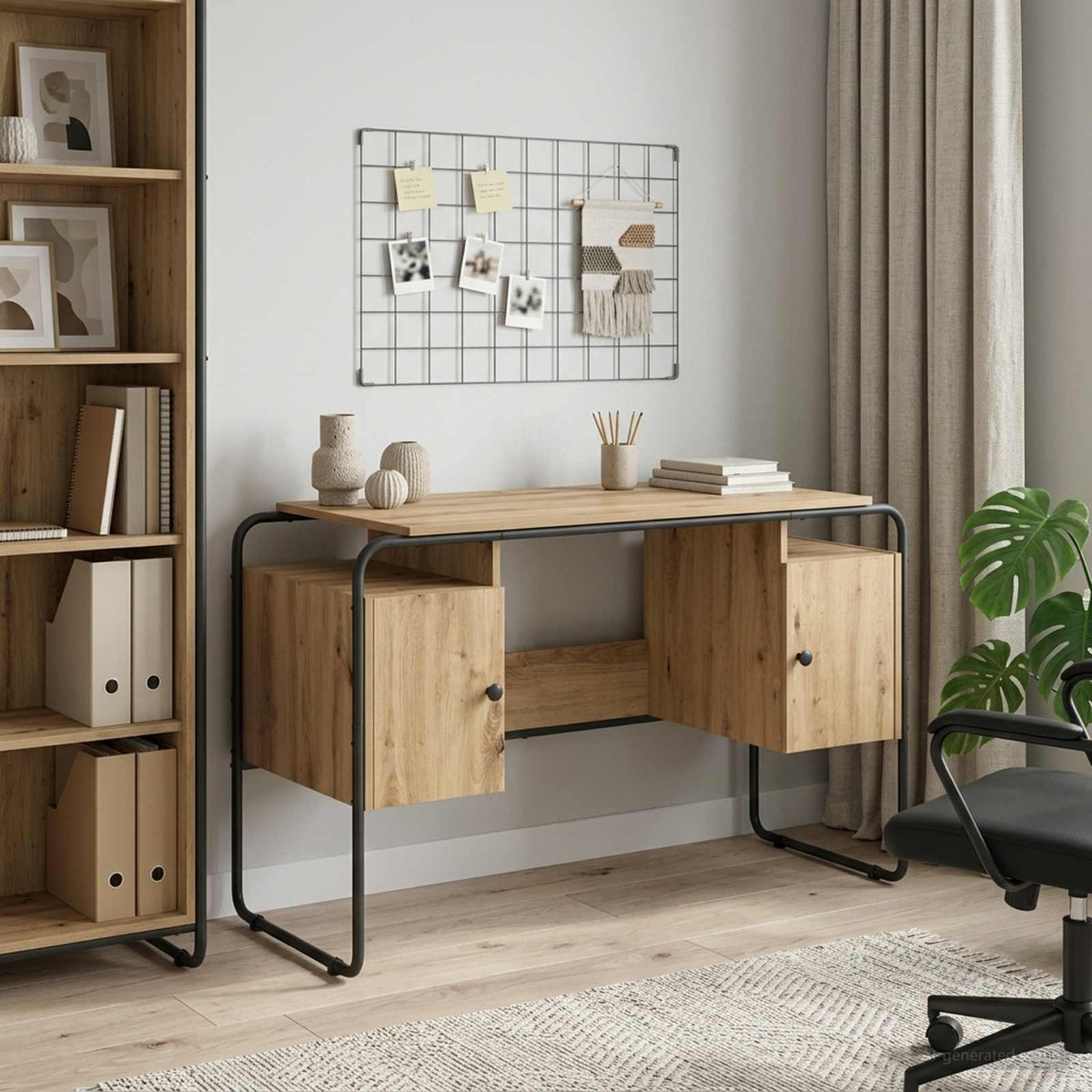Desk with Storage Artisan Oak 120 x 50.5 x 75.5 cm