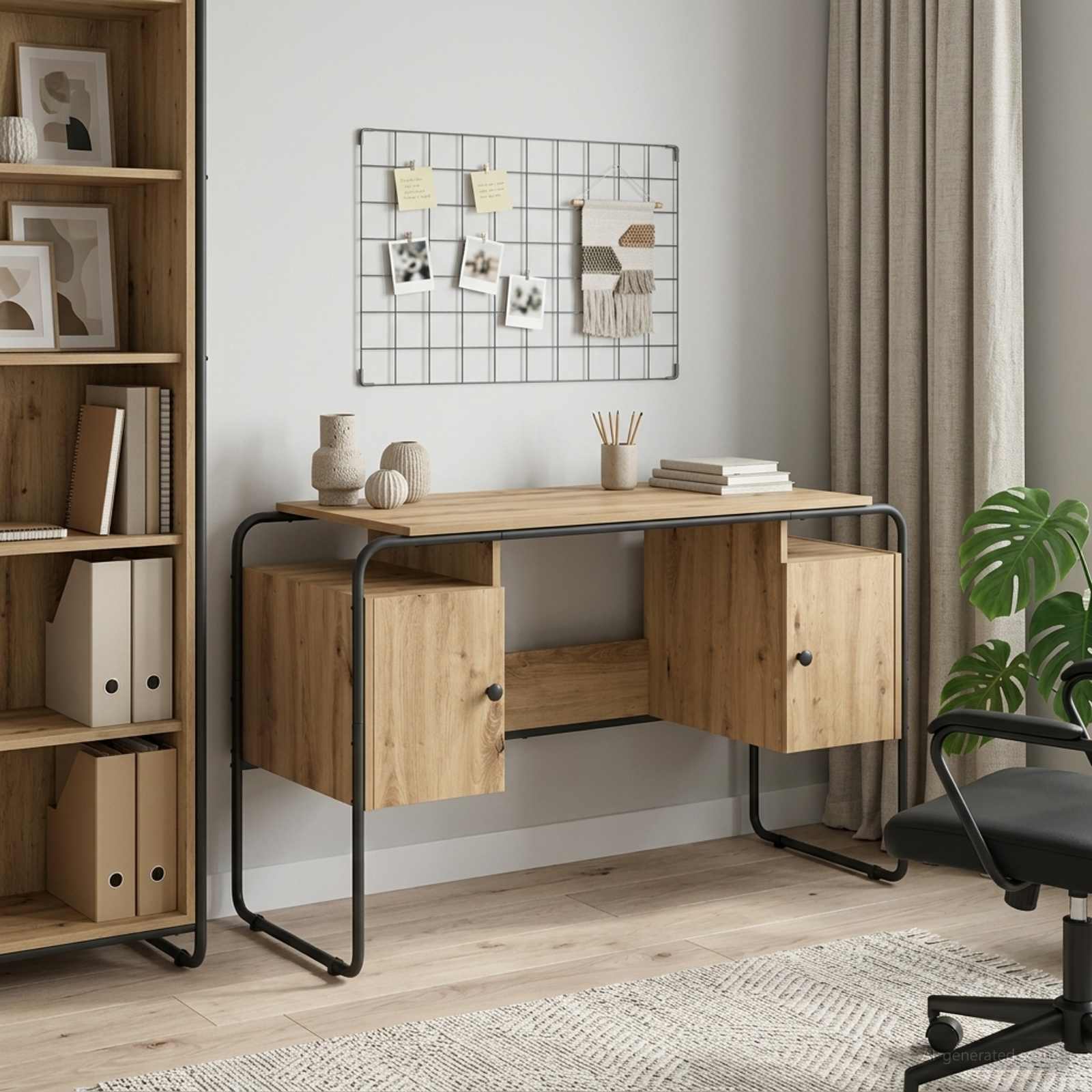 Desk with Storage Artisan Oak 120 x 50.5 x 75.5 cm