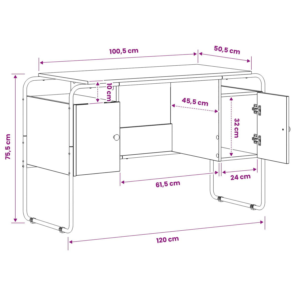 Desk with Storage Artisan Oak 120 x 50.5 x 75.5 cm