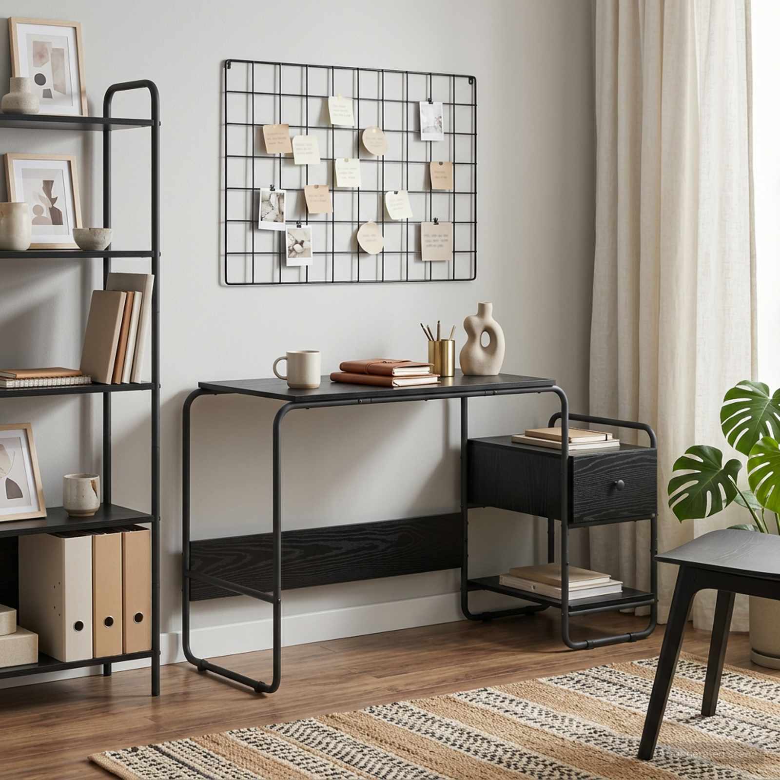 Desk with Storage Black Oak 131.5 x 50 x 75.5 cm
