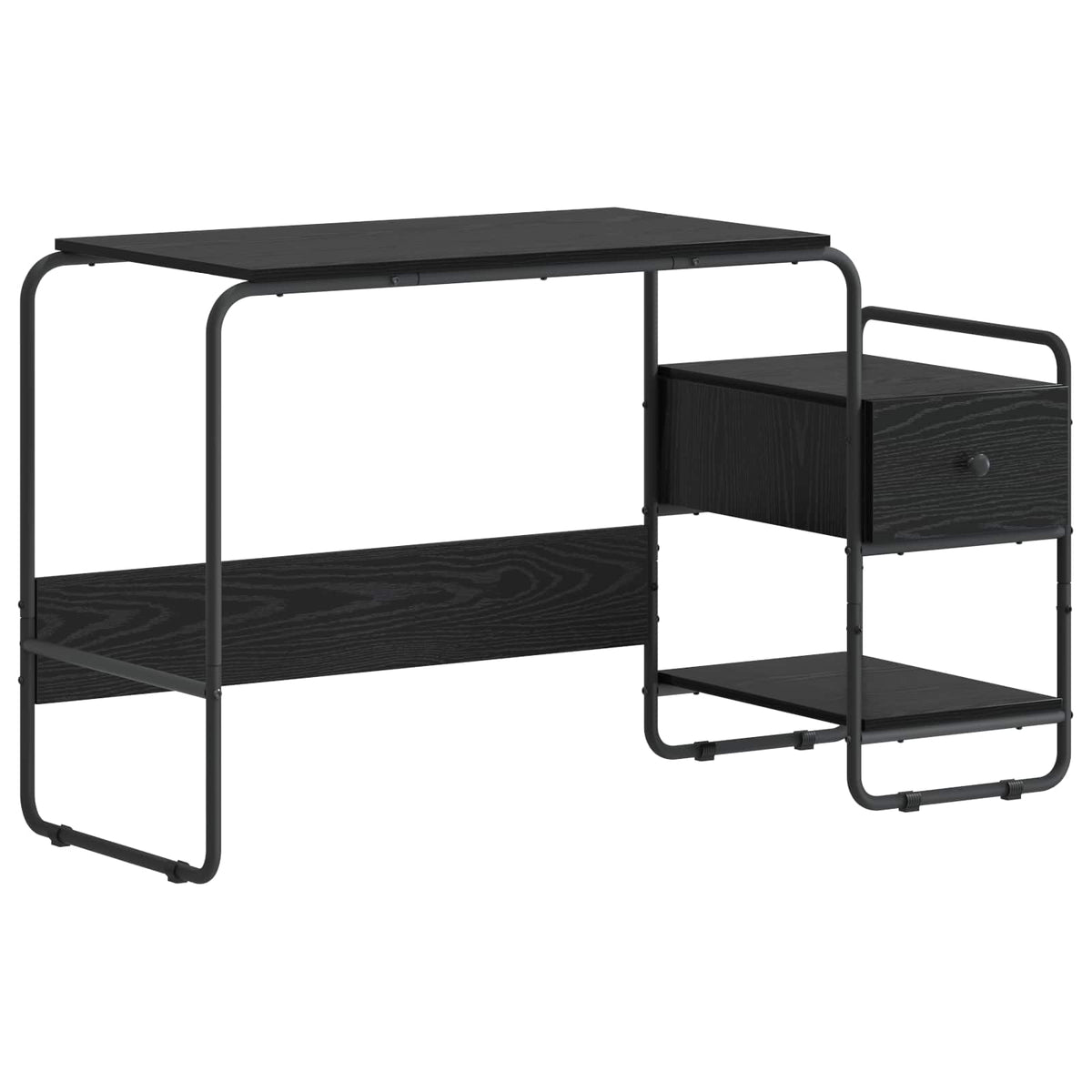 Desk with Storage Black Oak 131.5 x 50 x 75.5 cm