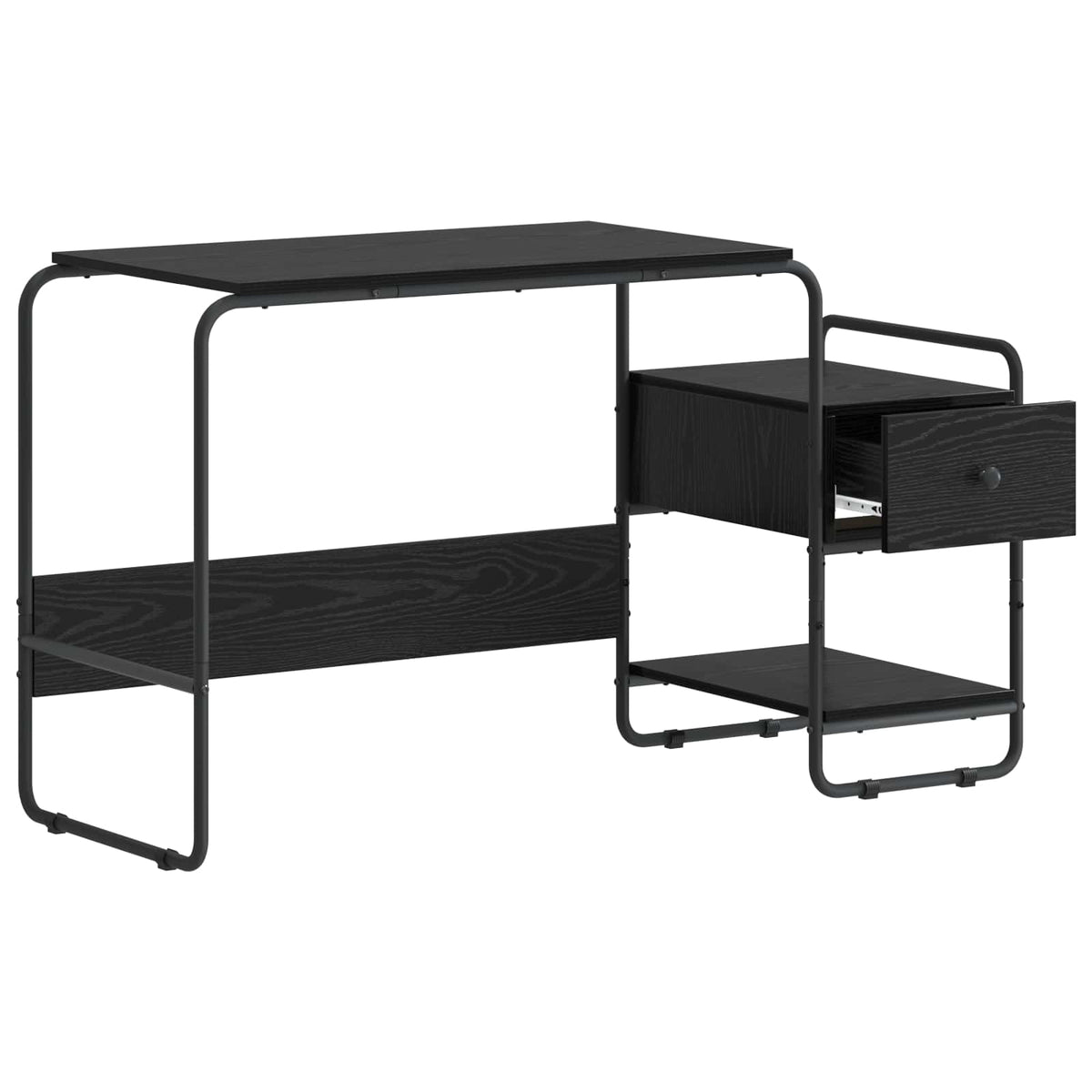 Desk with Storage Black Oak 131.5 x 50 x 75.5 cm