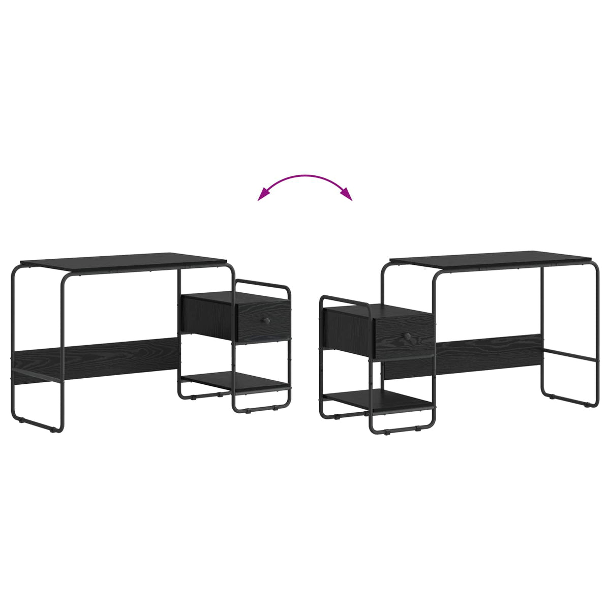 Desk with Storage Black Oak 131.5 x 50 x 75.5 cm