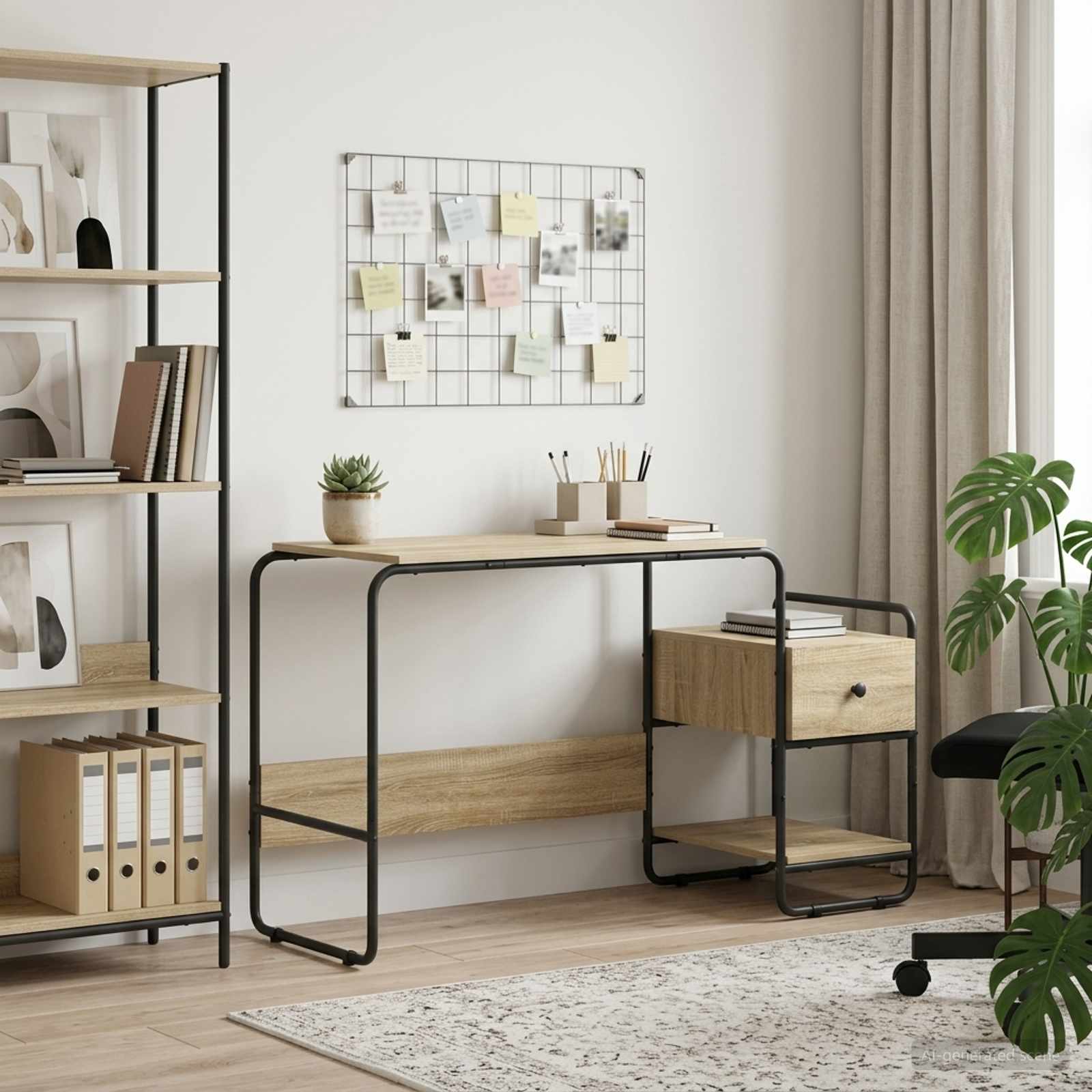 Desk with Storage Sonoma Oak 131.5 x 50 x 75.5 cm