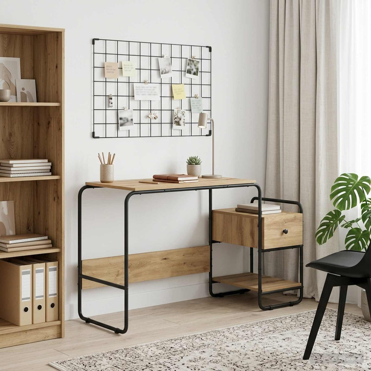 Desk with Storage Artisan Oak 131.5 x 50 x 75.5 cm