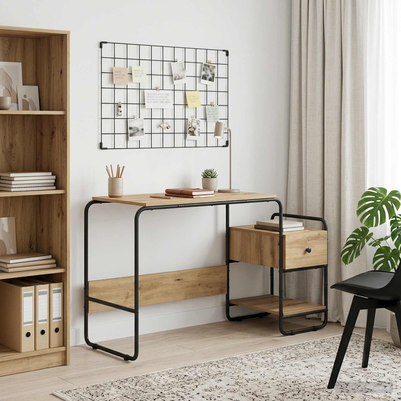 Desk with Storage Artisan Oak 131.5 x 50 x 75.5 cm