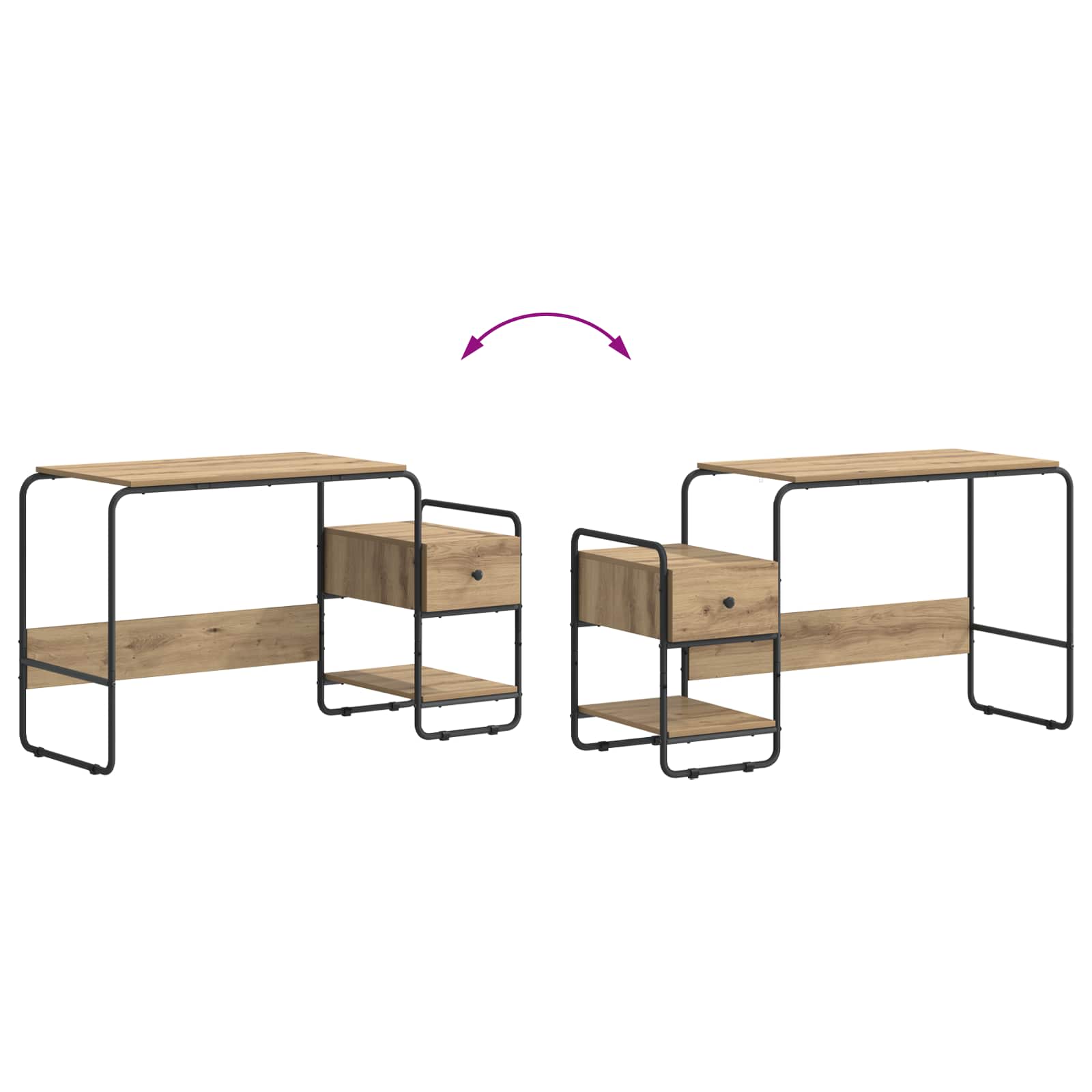 Desk with Storage Artisan Oak 131.5 x 50 x 75.5 cm