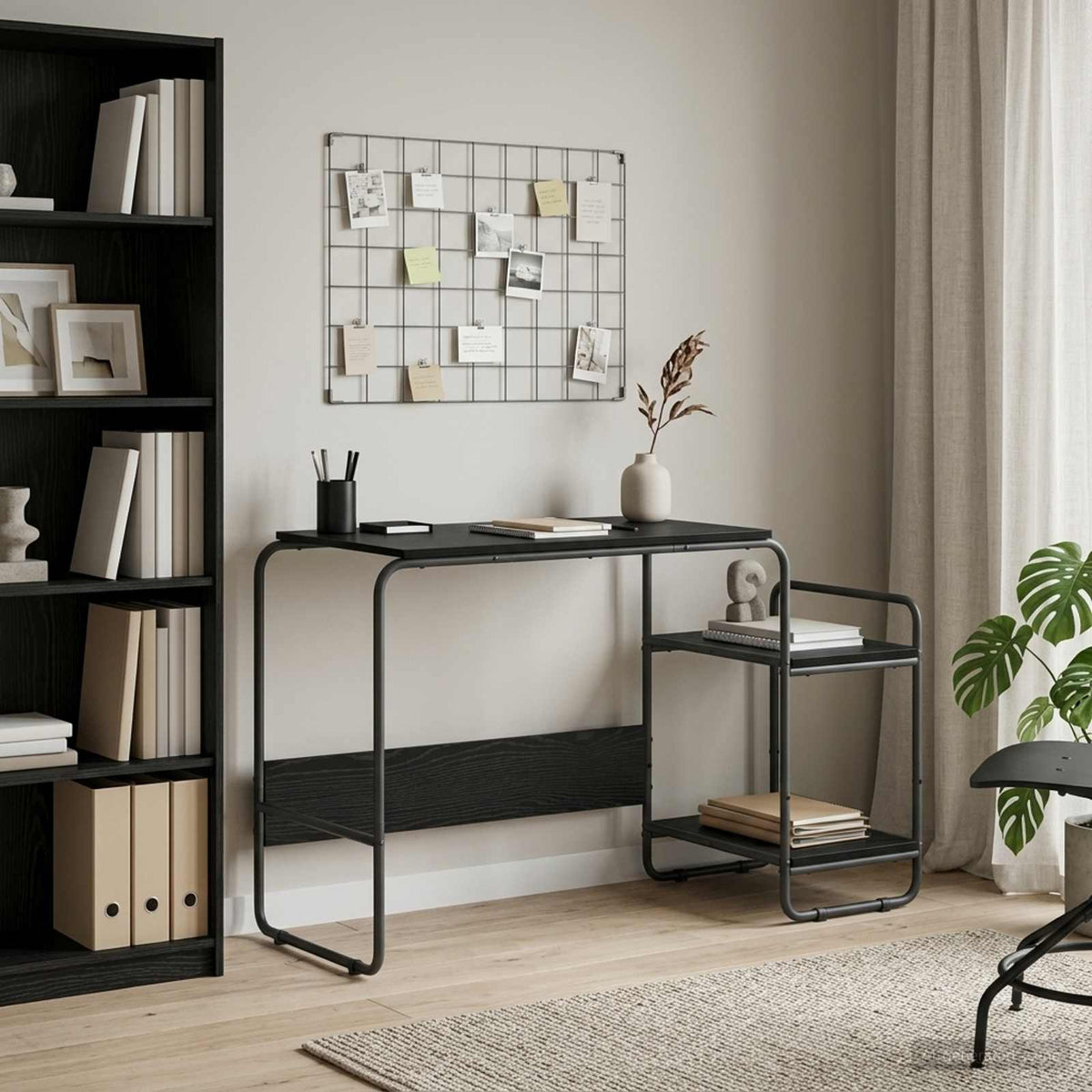 Desk with Storage Black Oak 131.5 x 50 x 75.5 cm
