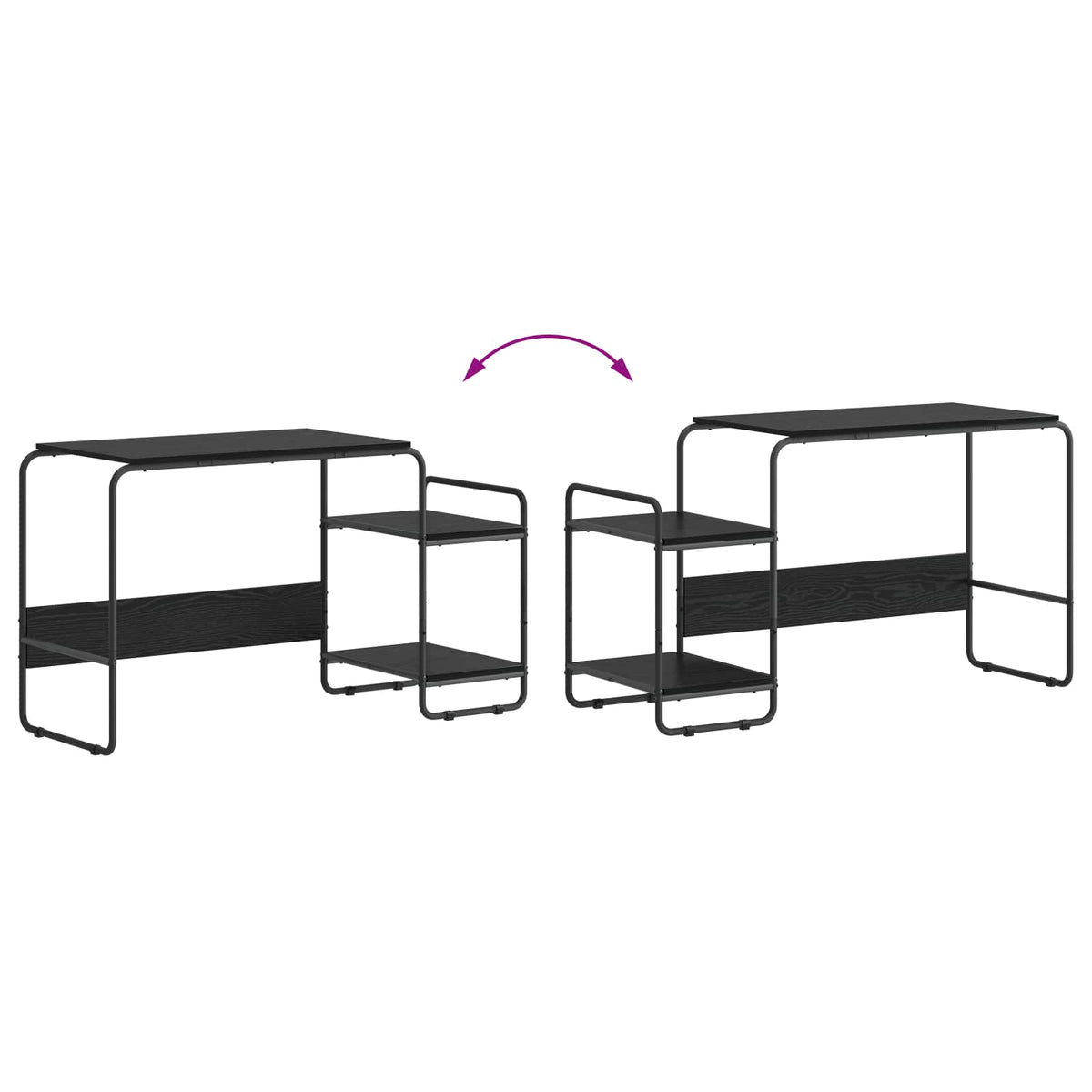 Desk with Storage Black Oak 131.5 x 50 x 75.5 cm